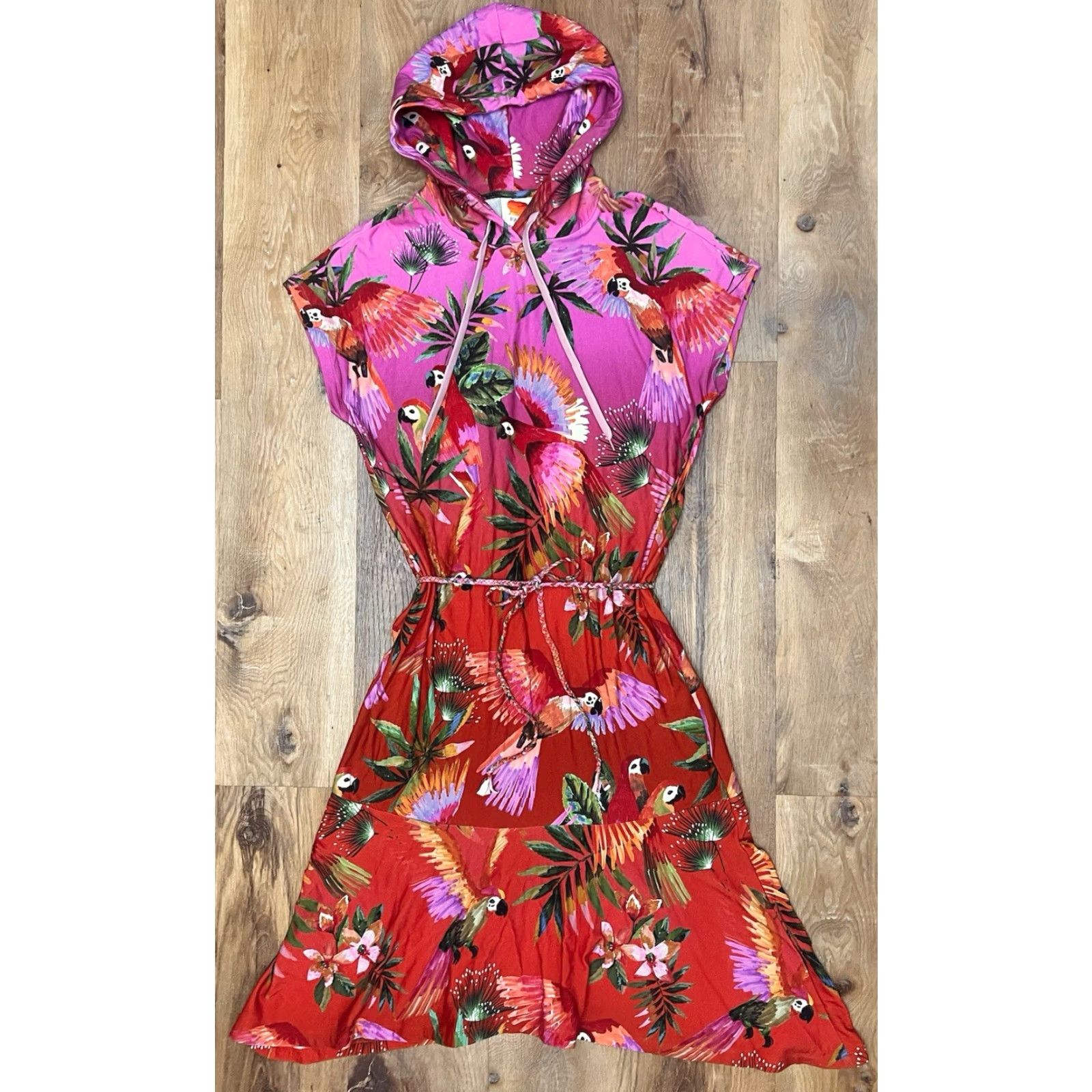 Anthropologie VINTAGE Farm For Anthropologie Dress Tropical Parrots Small Size S / US 4 / IT 40 - 2 Thumbnail