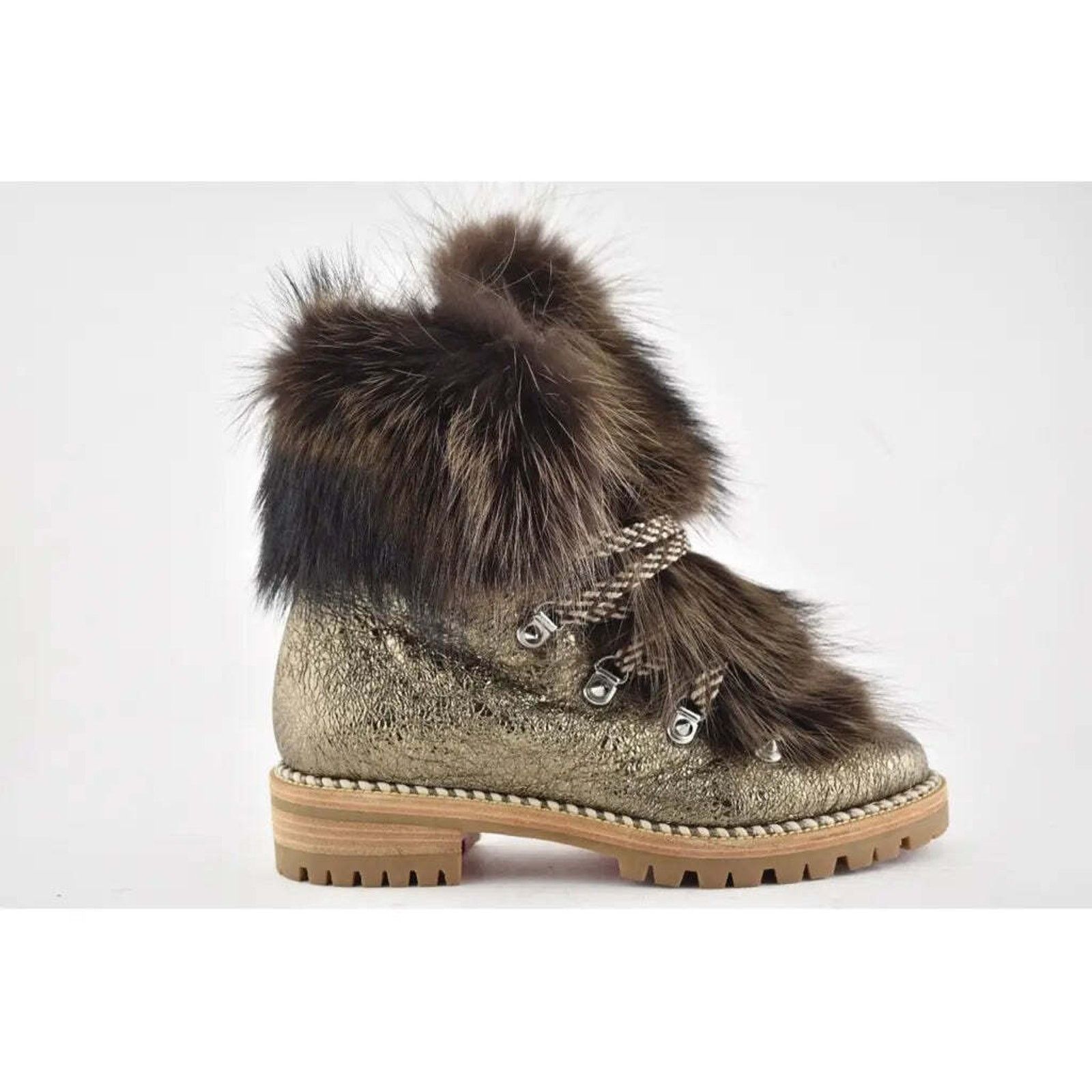 Christian Louboutin Christian Louboutin Fanny Flat Roche Fur Leather Lace Up Tie Size US 7.5 / IT 37.5 - 2 Thumbnail