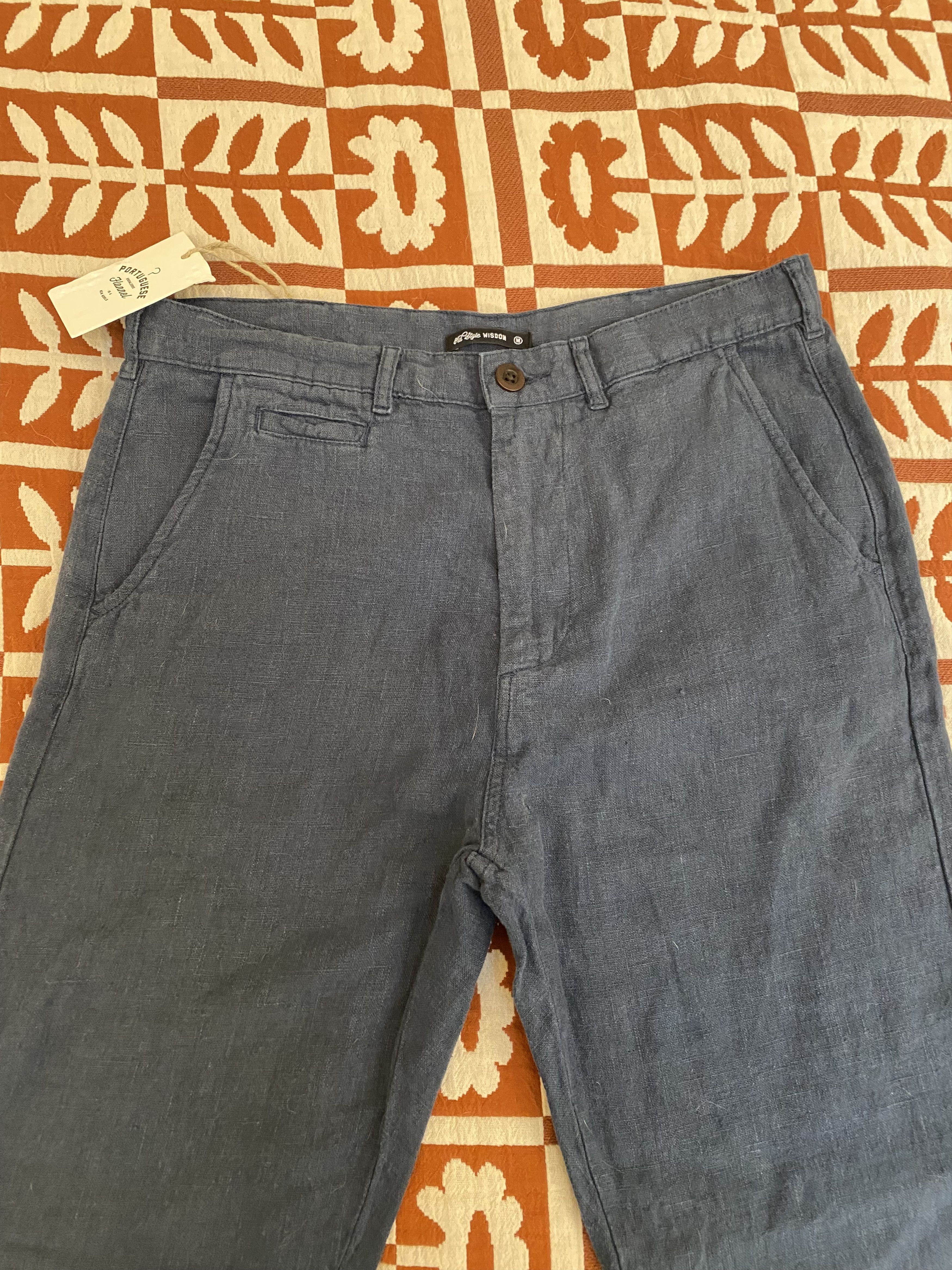 Portuguese Flannel Brand New Portuguese Flannel Medium Linen Trouser in Navy Size US 32 / EU 48 - 2 Thumbnail