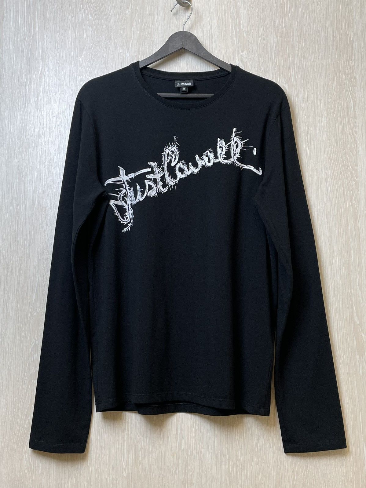 Roberto Cavalli Just Cavalli Long Sleeve Shirt Logo Black Print Size US M / EU 48-50 / 2 - 1 Thumbnail