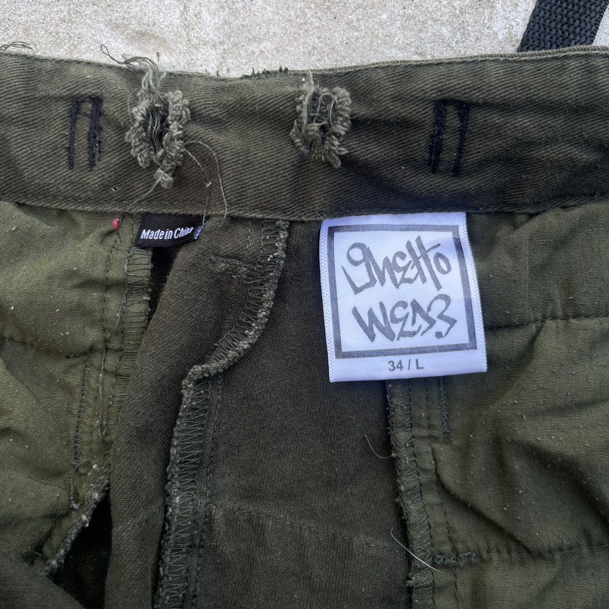Vintage Vintage GHETTOWEAR Skate Brand Button Fly Cargo Pants Size US 34 / EU 50 - 4 Thumbnail
