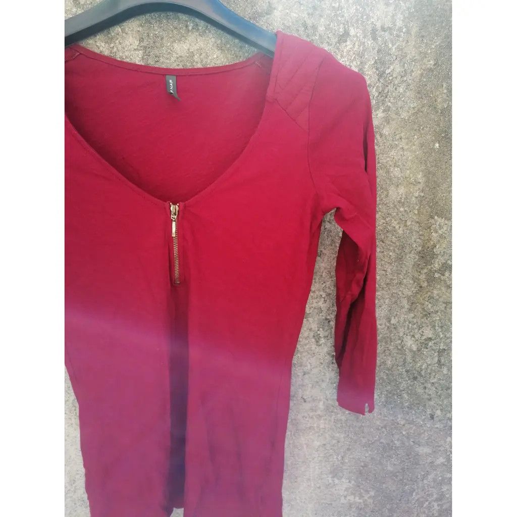 Other NAF NAF Deep Red Zip-Front Top (XS) Size XS / US 0-2 / IT 36-38 - 1 Thumbnail