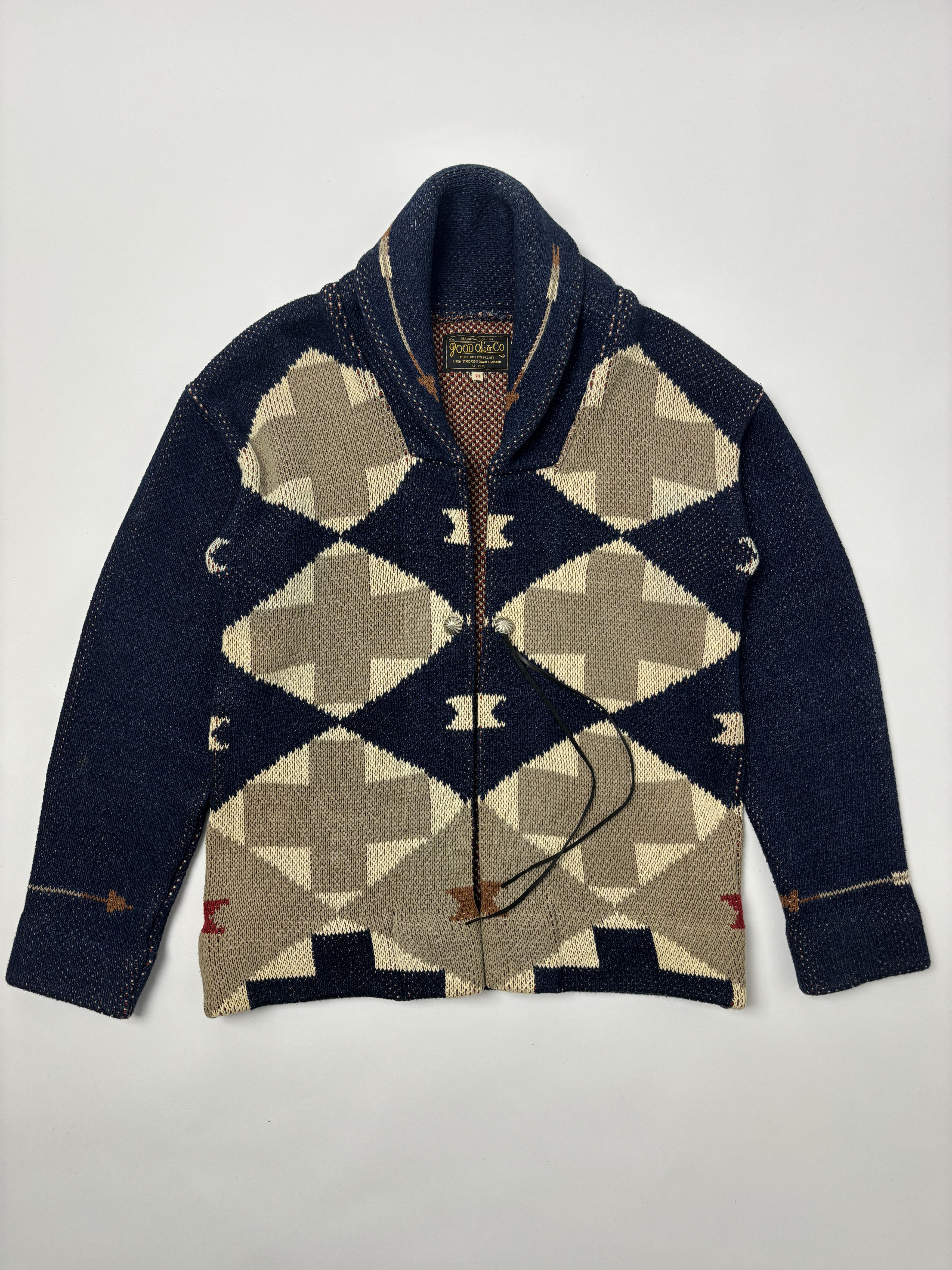 Japanese Brand Good Ol’ Shawl Collar Cardigan Southwestern Made in Japan Size US M / EU 48-50 / 2 - 3 Thumbnail
