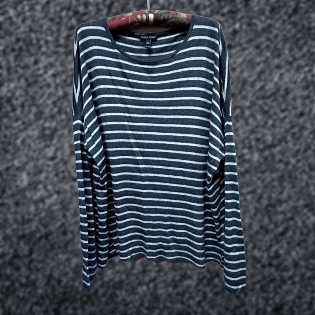 Eileen Fisher Eileen Fisher Women’s Pullover Sweater Merino Wool Blend Striped Gray XL Size XL / US 12-14 / IT 48-50 - 1 Thumbnail