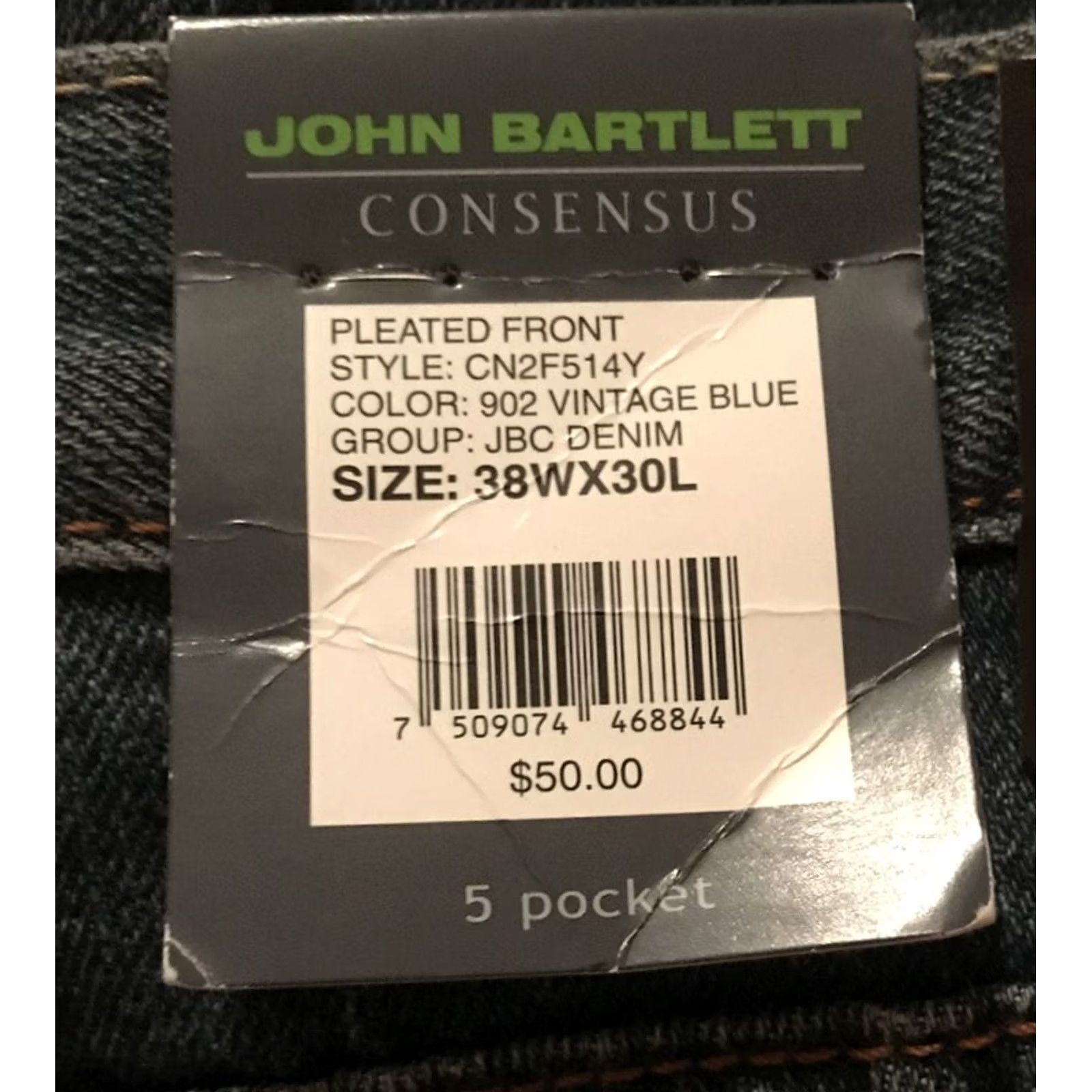 Denime John Bartlett Jeans Mens 38x30 NWT Denim 5-Pocket Blue Size US 38 / EU 54 - 6 Thumbnail