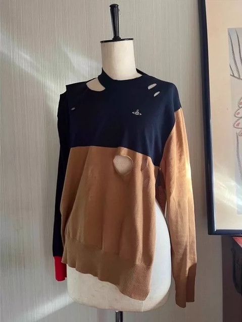 Vivienne Westwood Vivienne Westwood Cutout Hole Knit Top Colorblock Size XS / US 0-2 / IT 36-38 - 2 Thumbnail