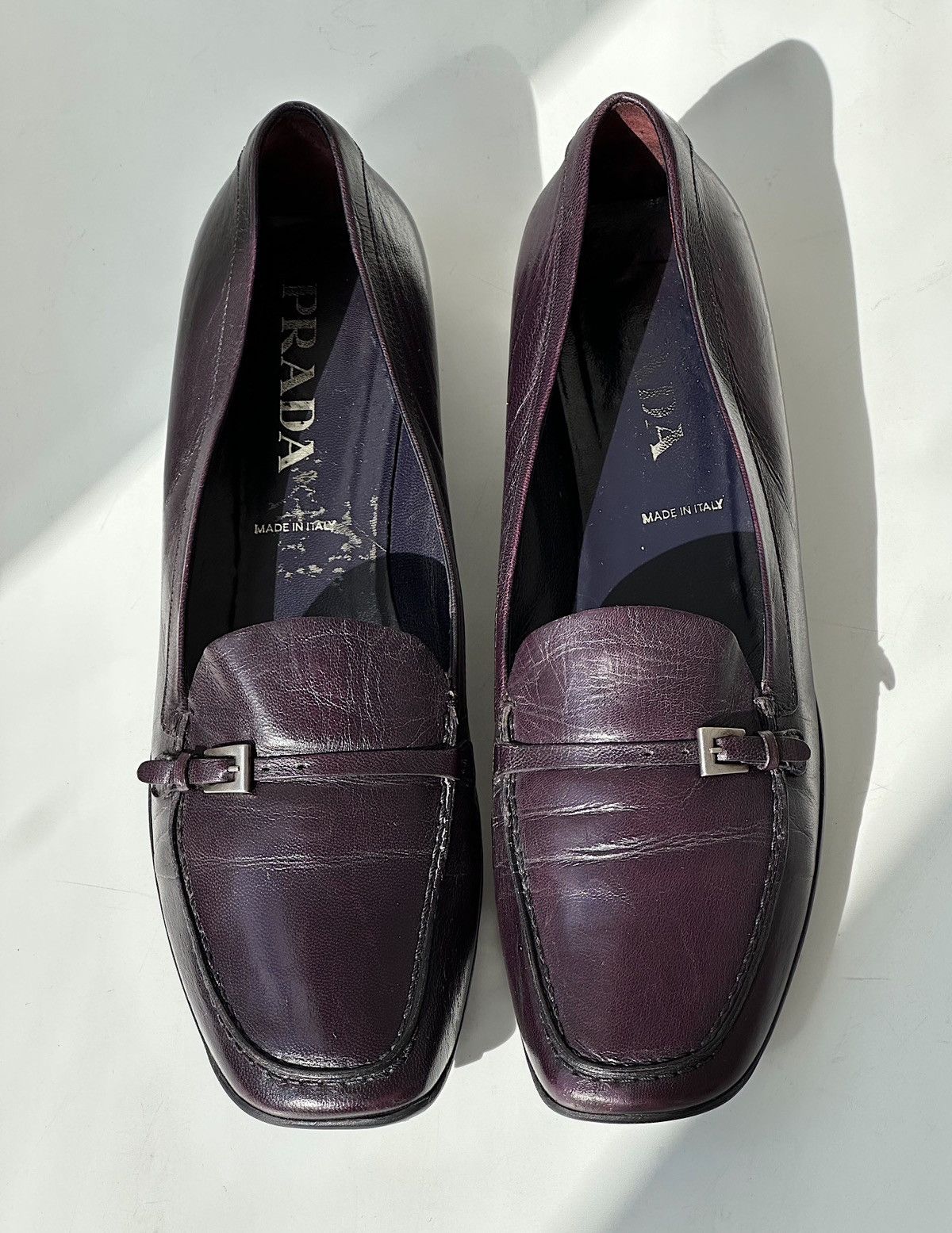 Prada *sz40* PRADA 2000’s Bubble Sole Purple Leather Loafers shoes Size US 10 / IT 40 - 4 Thumbnail