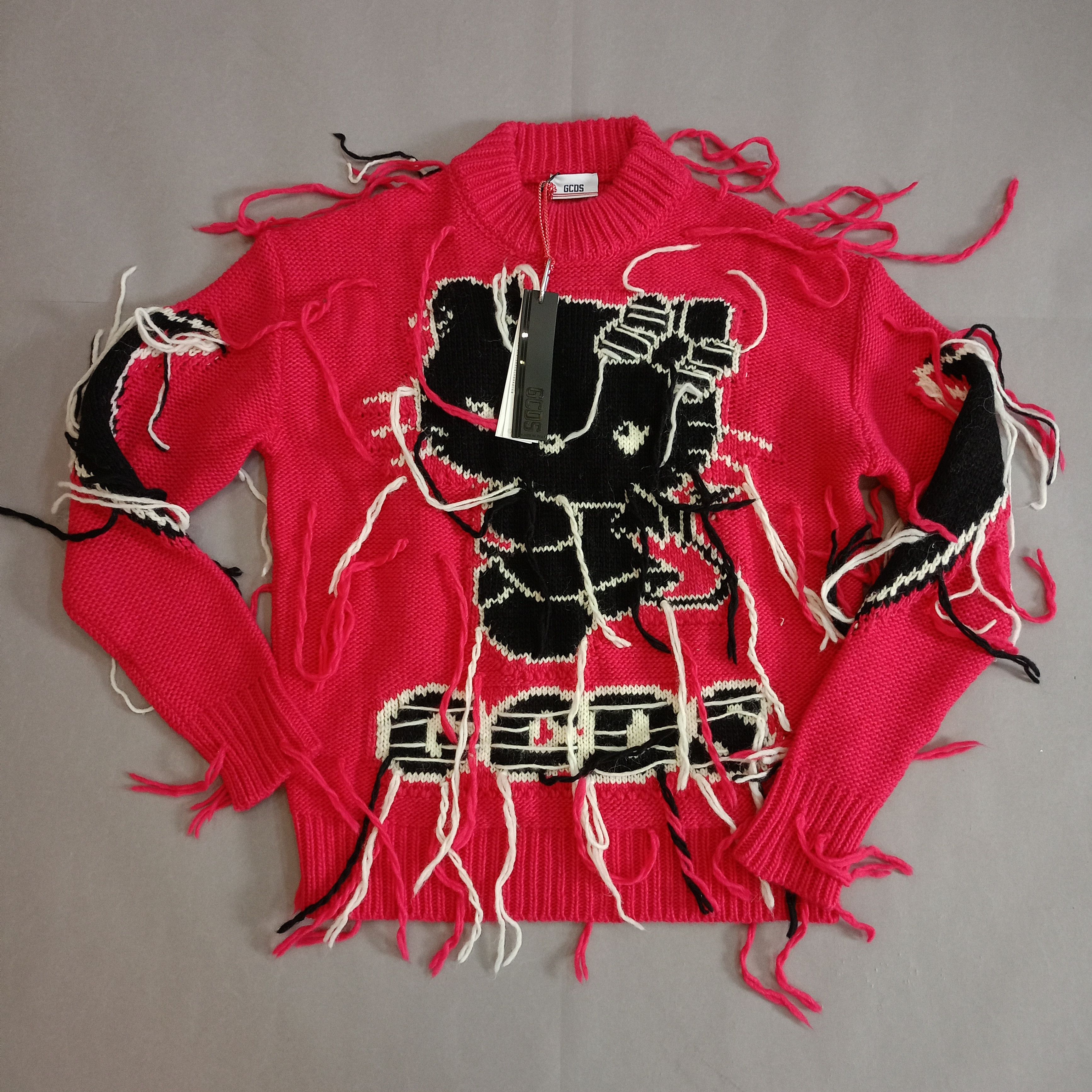 image of Gcds Hello Kitty Pink Sweater With Fringes Unisex Xl, Men's