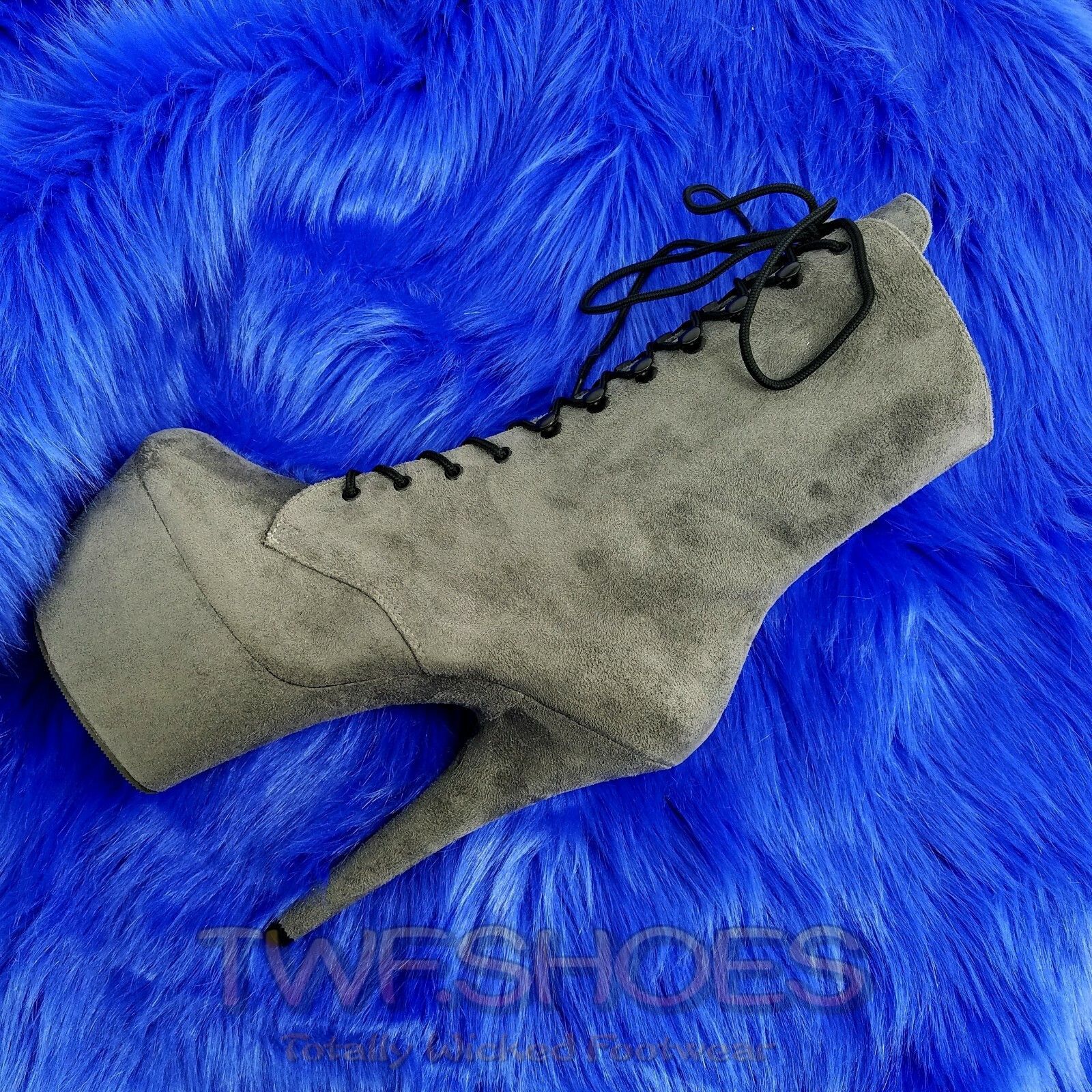 Other Adore 1020FS Gray Vegan Suede 7" High Heel Platform Ankle Bo Size US 12 / IT 42 - 1 Thumbnail