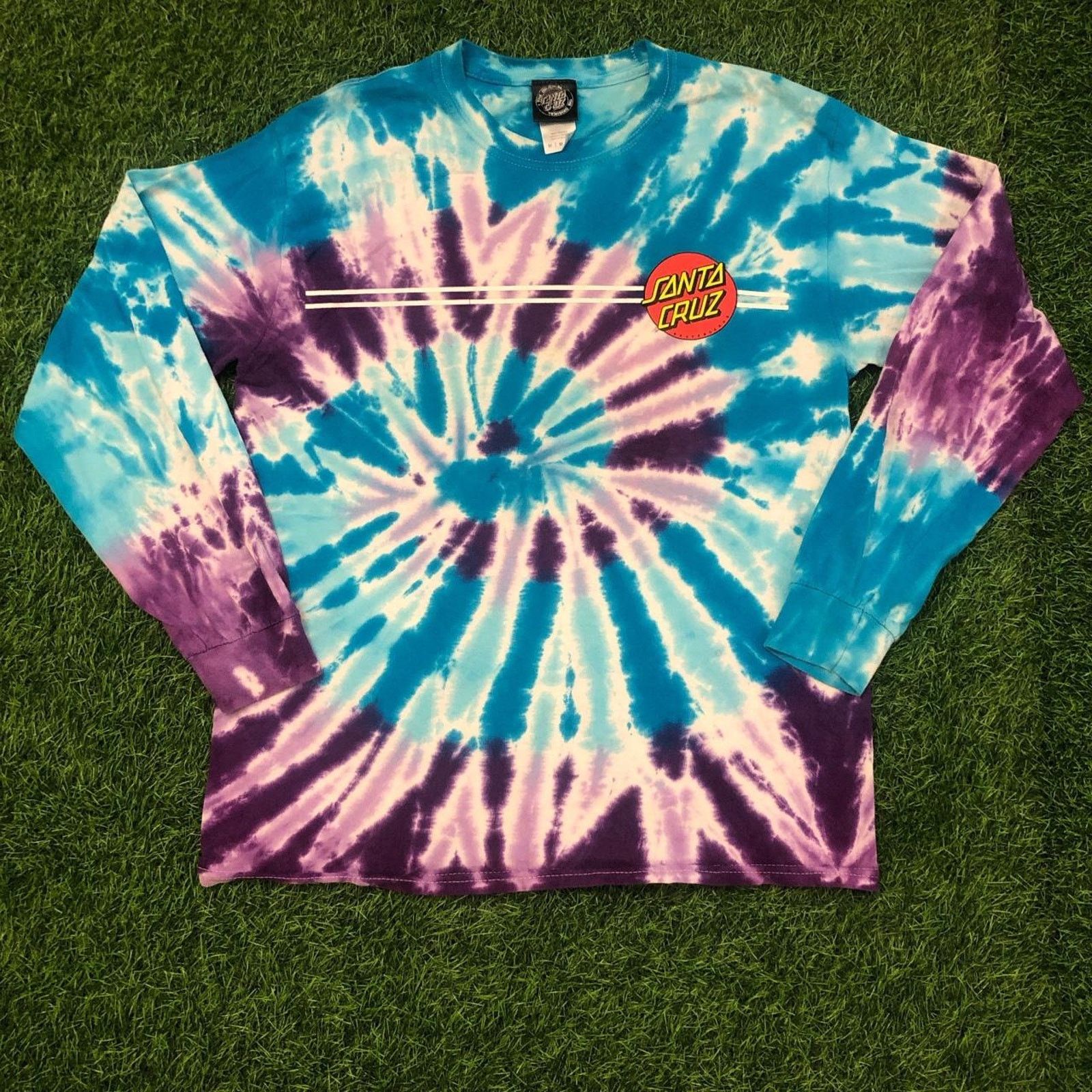 Santa Cruz Skateboards Blue/Purple Tie-Dye Santa Cruz Graphic Long Sleeve Size US M / EU 48-50 / 2 - 1 Thumbnail