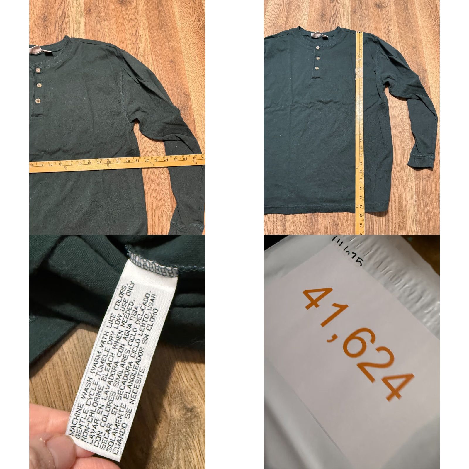 Basic Editions Basic Editions Shirt Men 2X Green Long Sleeve 1/4 Buttons T-Shirt Size US XXL / EU 58 / 5 - 8 Thumbnail