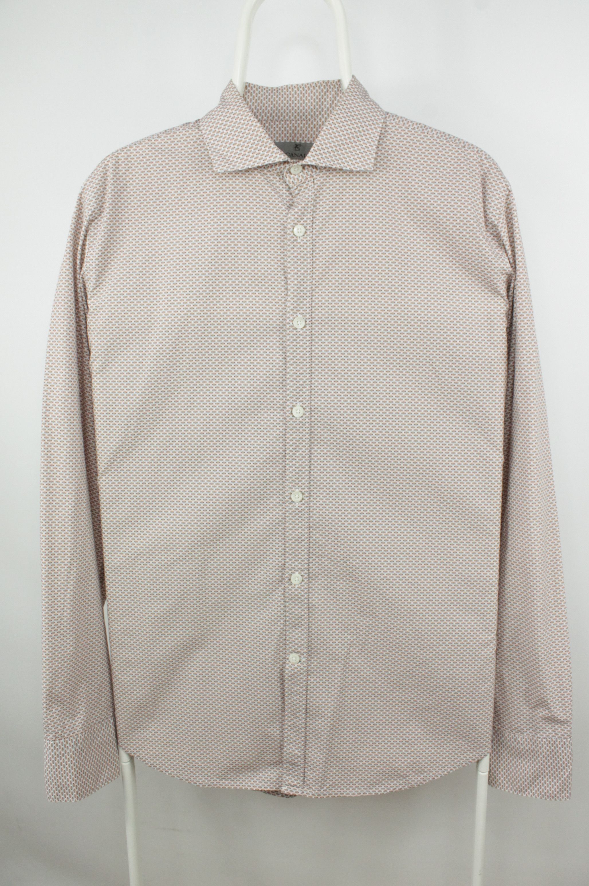 Canali Canali Geometric Pattern Regular Fit Cotton Dress Shirt Mens Size US L / EU 52-54 / 3 - 1 Thumbnail