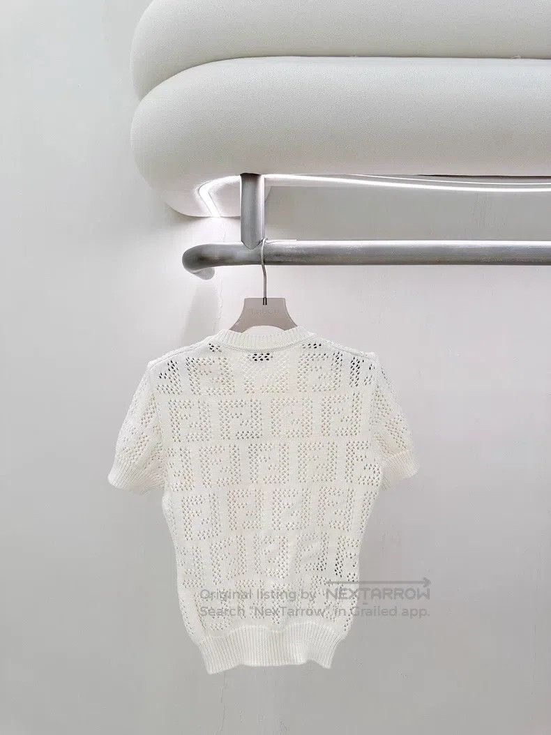 Fendi Fendi White hollow-out knitted short sleeves Size XS / US 0-2 / IT 36-38 - 2 Thumbnail