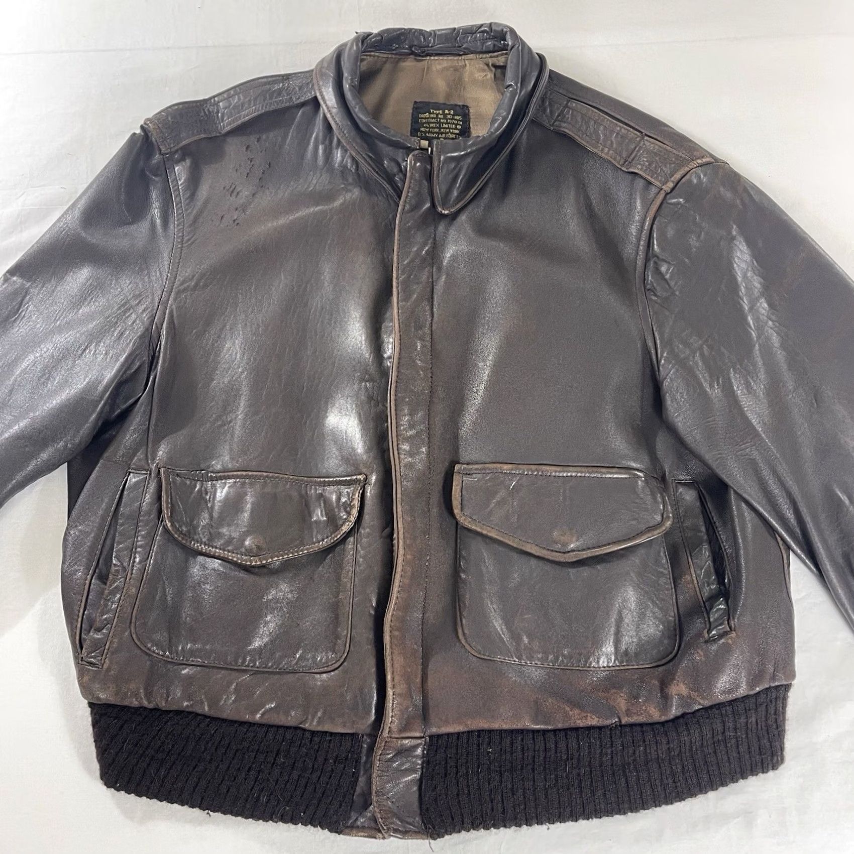 Avirex VINTAGE Avirex Men's Jacket A-2 1978-01 Leather Bomber Brown 46 Mens Avi re x? Size US S / EU 44-46 / 1 - 2 Thumbnail