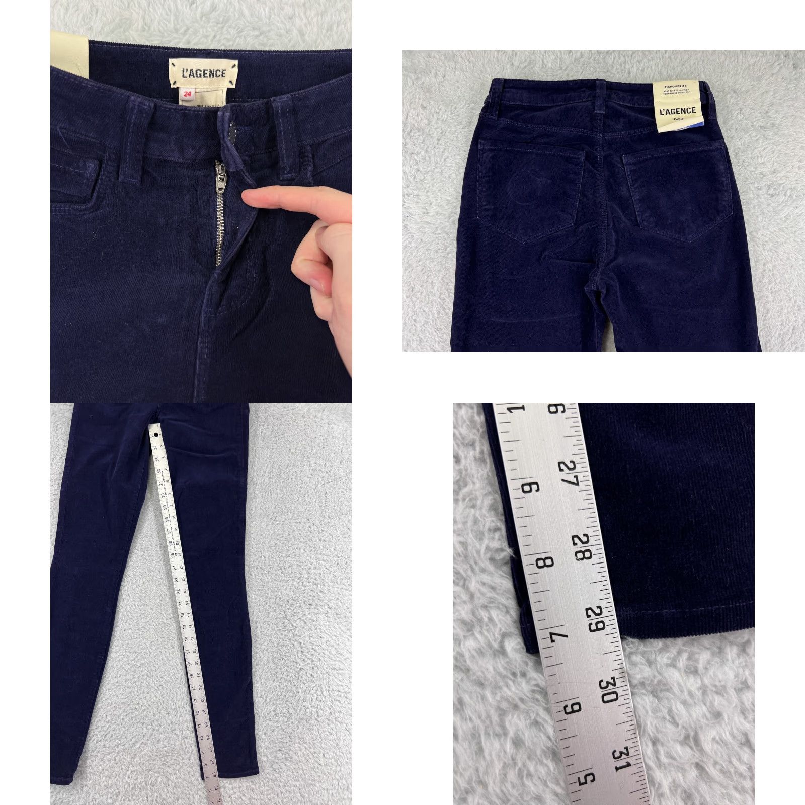 L'AGENCE L'AGENCE Jeans Womens 24 Blue Skinny 5-Pocket Design Denim Corduroy Stretch Pocket Zipper Button Vintage No N/A Size 42" / US 20 - 8 Thumbnail