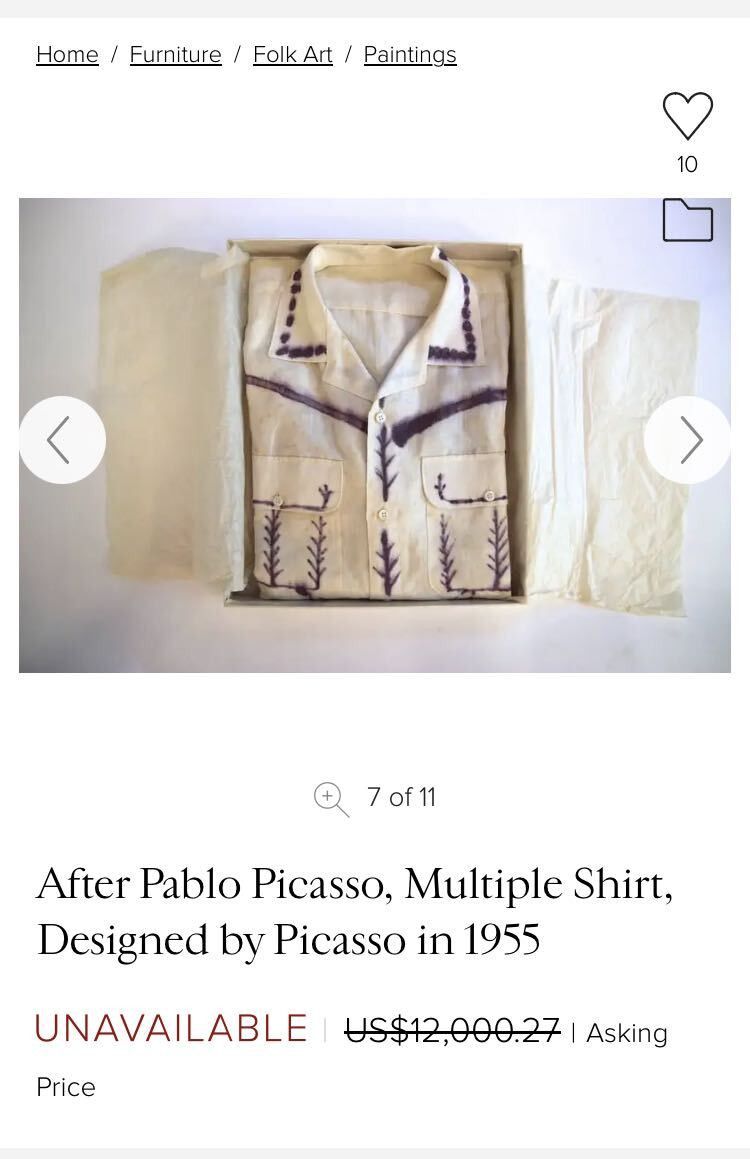 Other Pablo Picasso, Multiple Shirt, Designed by Picasso in 1955 Size US XL / EU 56 / 4 - 8 Thumbnail