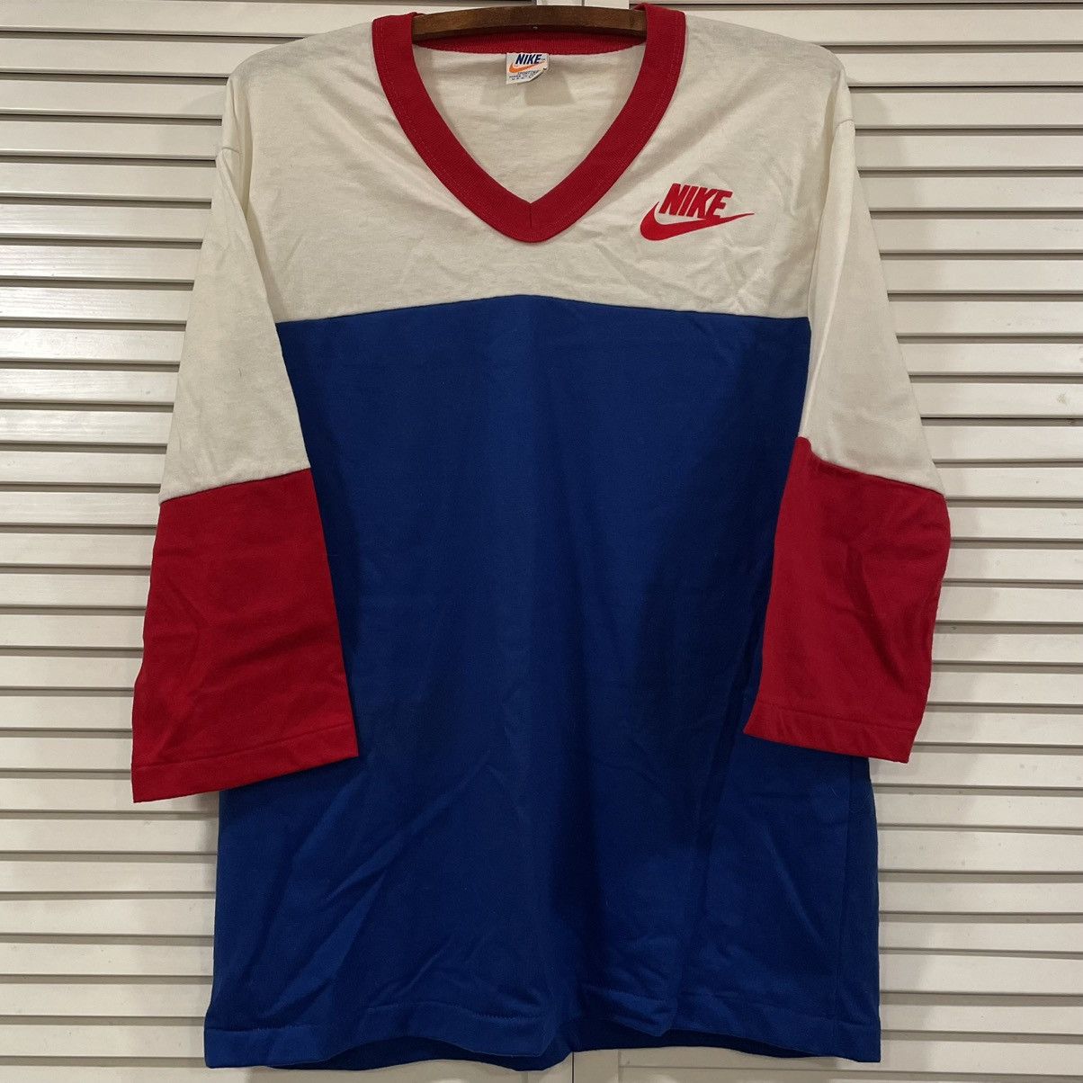 Nike Vintage 70s Nike Sportswear Long Sleeve Shirt USA Orange Tag Size US L / EU 52-54 / 3 - 1 Thumbnail