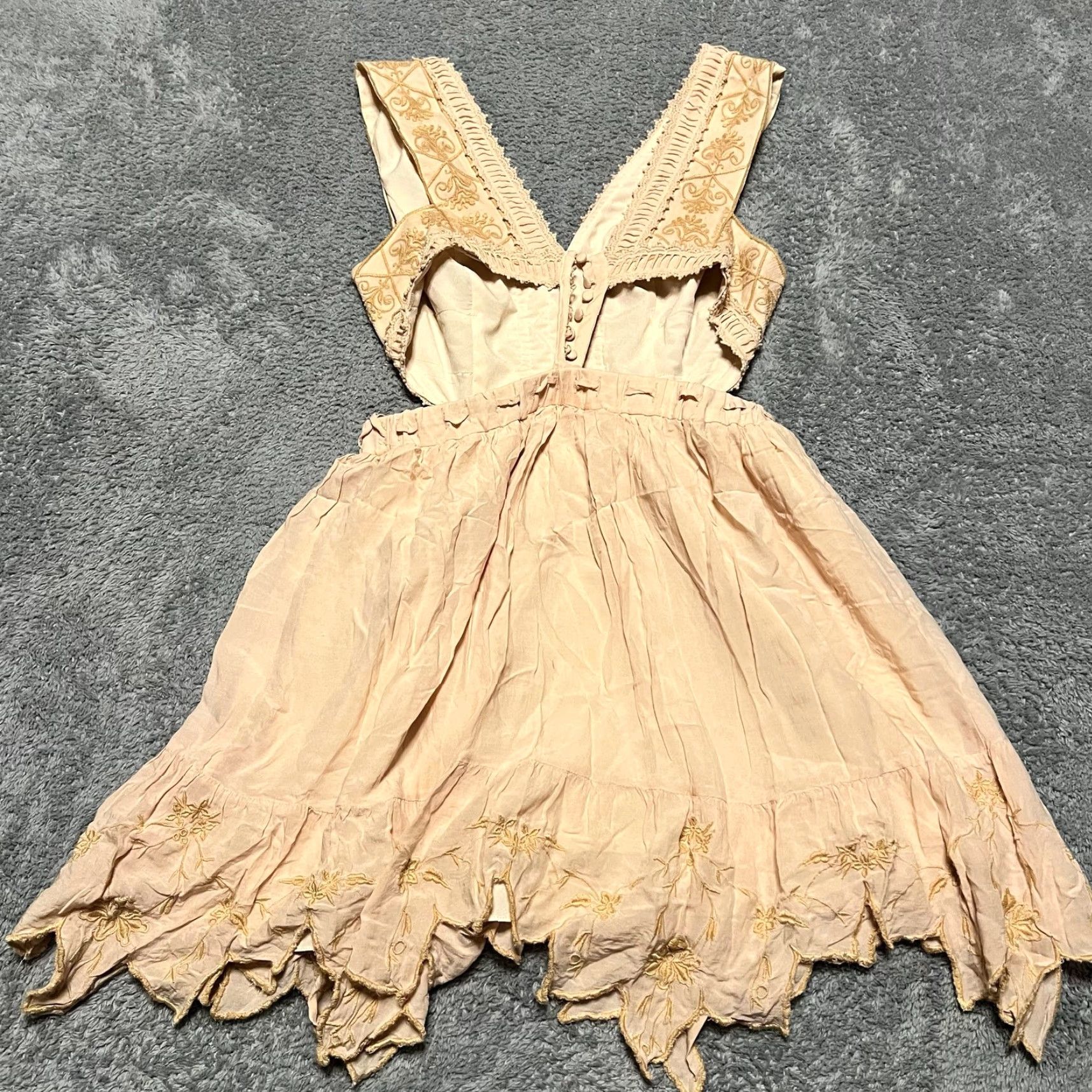 Free People Free People Dress Mini Womens 6 Honeysuckle Cutout Boho Beige Cream Tan Dress Women 6 Small Short Edt Regular Size M / US 6-8 / IT 42-44 - 3 Thumbnail