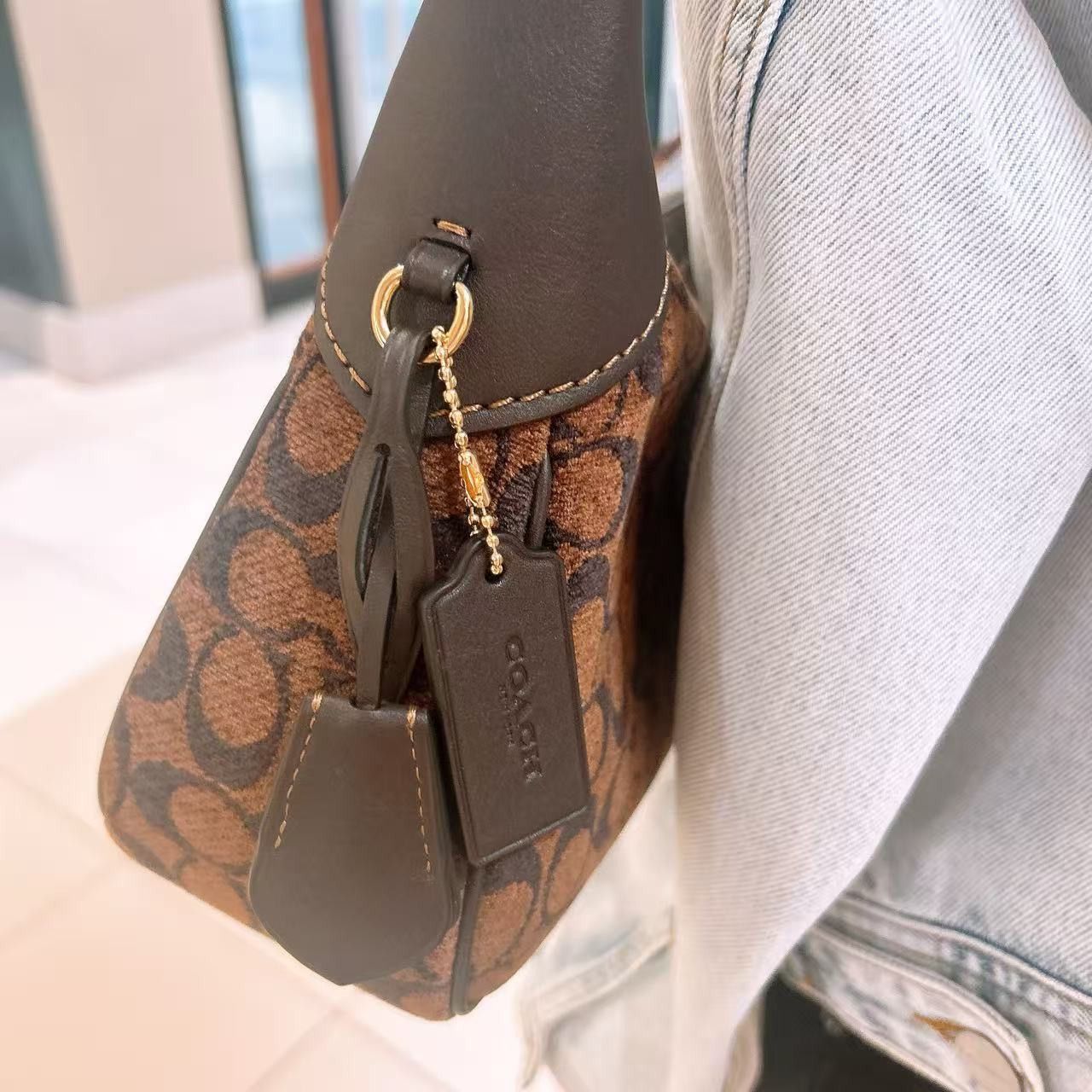 Coach Ella Small Shoulder Bag In Signature Chenille CDV37 Size ONE SIZE - 4 Thumbnail