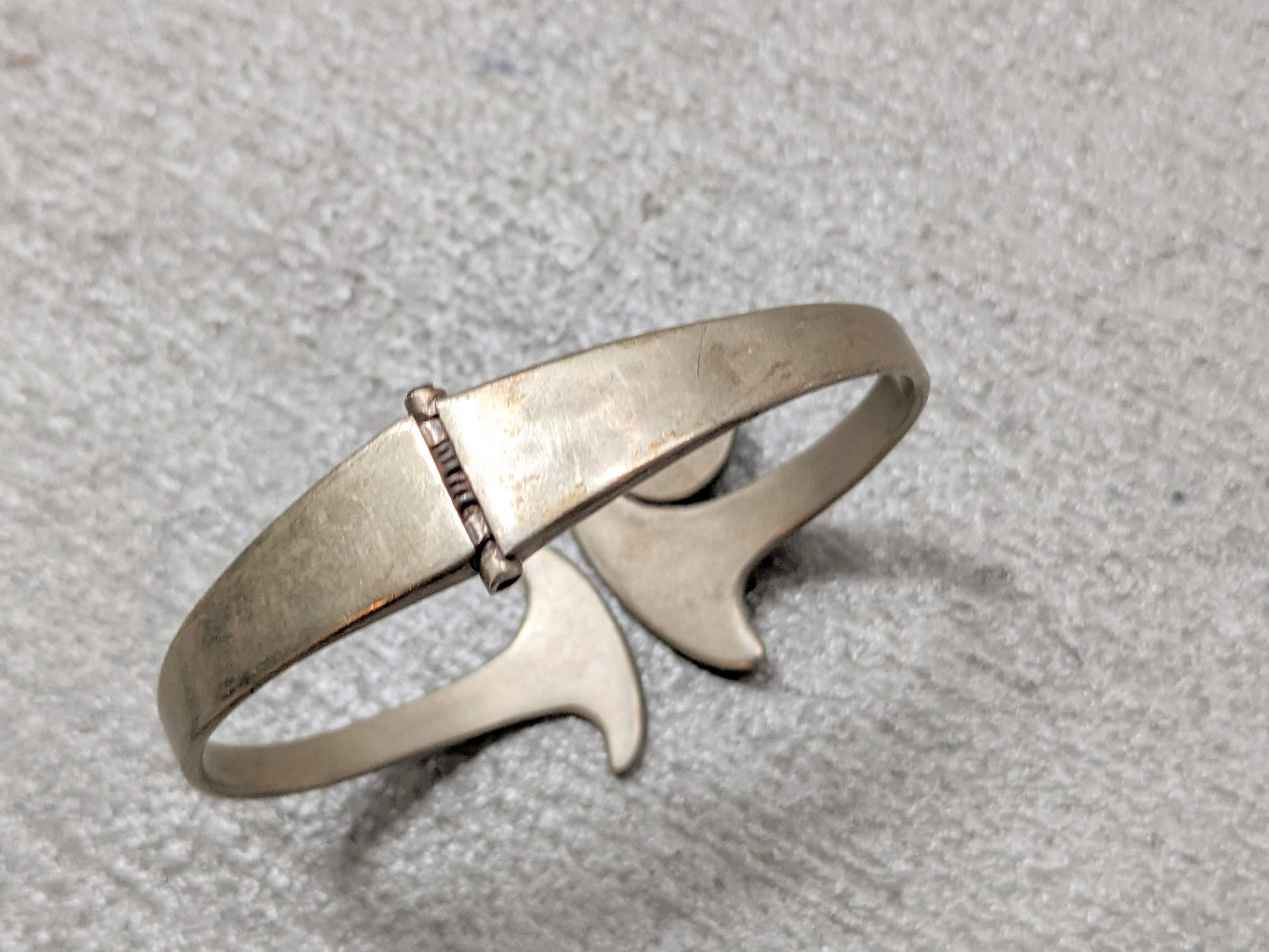 Jewelry Vintage Sterling Silver Bracelet Hinge Modern Avant Garde 7" Size ONE SIZE - 14 Thumbnail