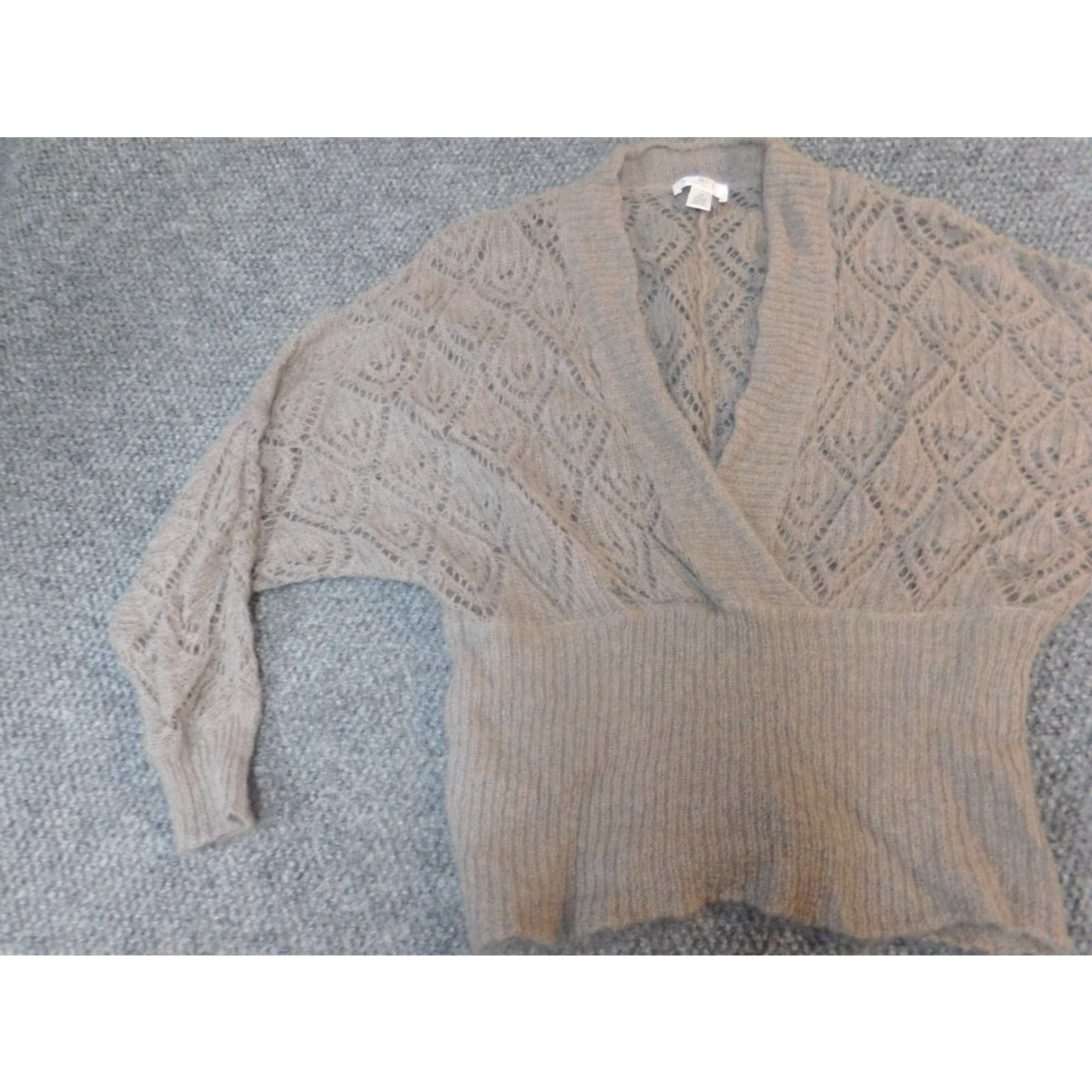 Loft LOFT Sweater Pullover Brown V-Neck Mohair Wool Knit Rib Knit Long Sleeve Ladies Petite XL? Size L / US 10 / IT 46 - 3 Thumbnail
