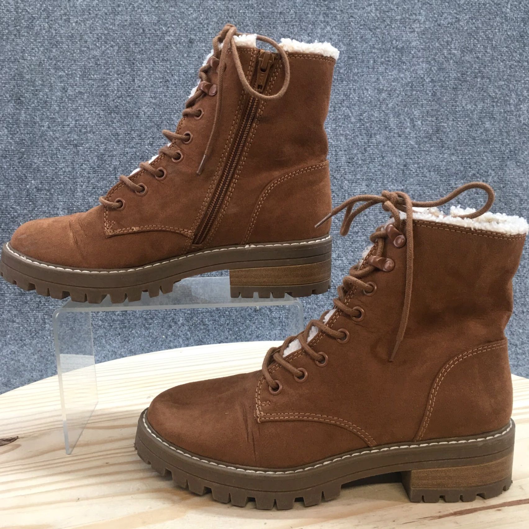 Vintage Universal Thread Ankle Boots Womens 7 Brown Tessie Sherpa Faux Fur Leather Boots Size US 7 / IT 37 - 2 Thumbnail