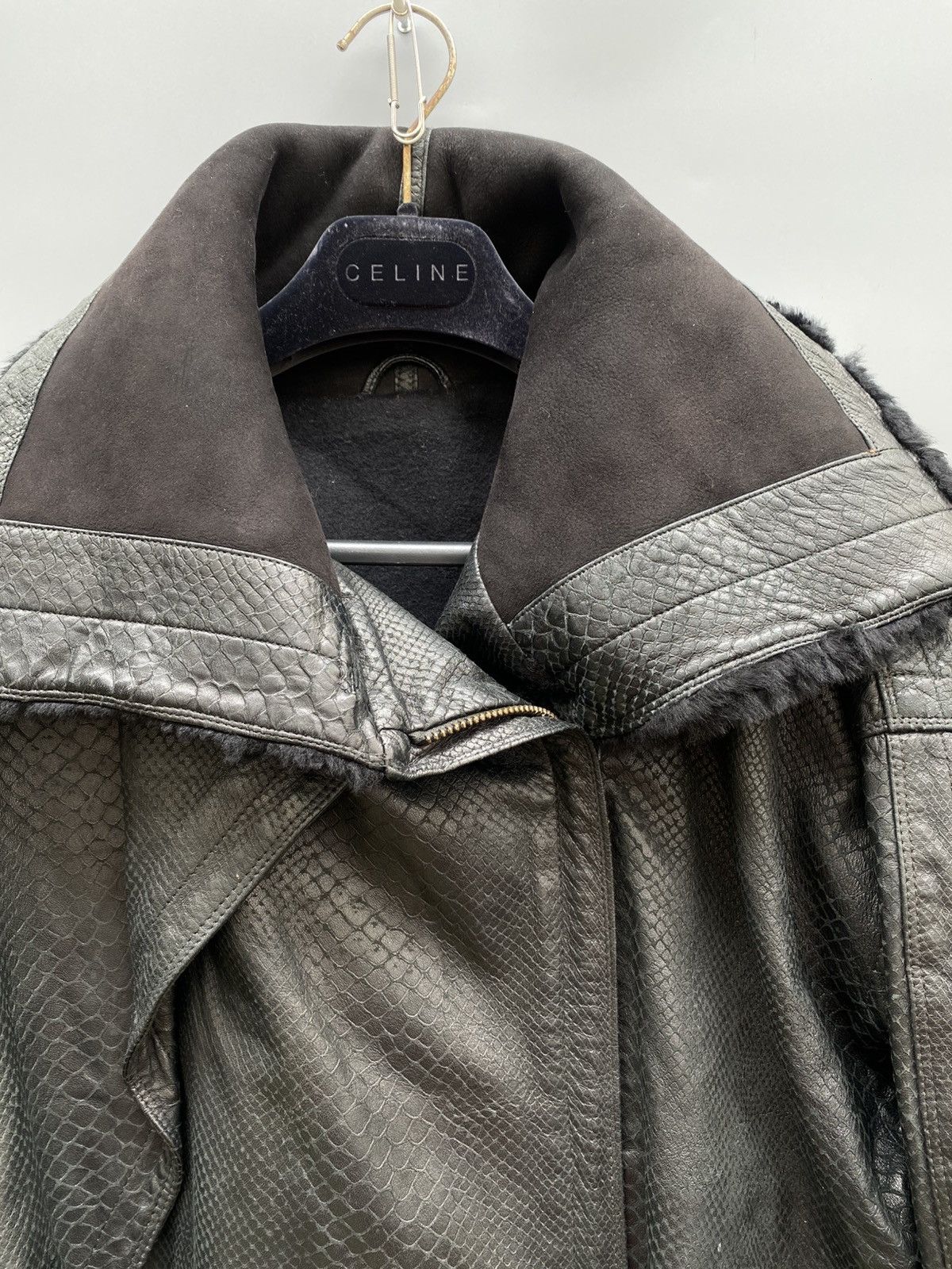 Versace 1990s Gianni Versace Snakeskin Embossed Leather Coat Size US L / EU 52-54 / 3 - 8 Thumbnail