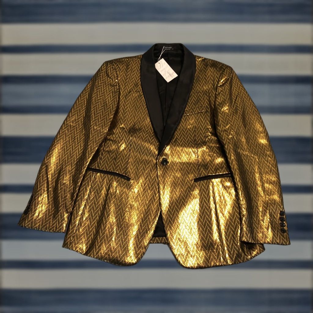Vintage Coofandy Gold Blazer Jacket Coat Mens Medium NWT Blazer Gold Mens M NWT Size 40R - 1 Thumbnail
