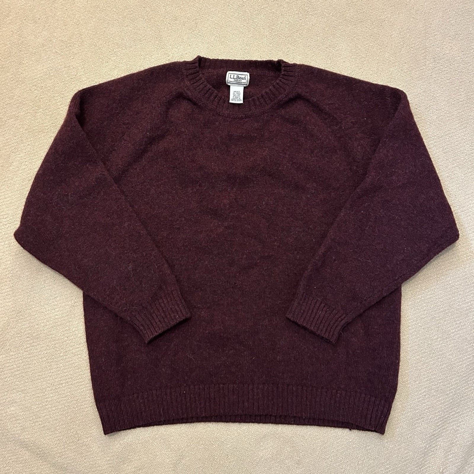 Ll Bean Shetland Wool Knit Raglan Sweater XL