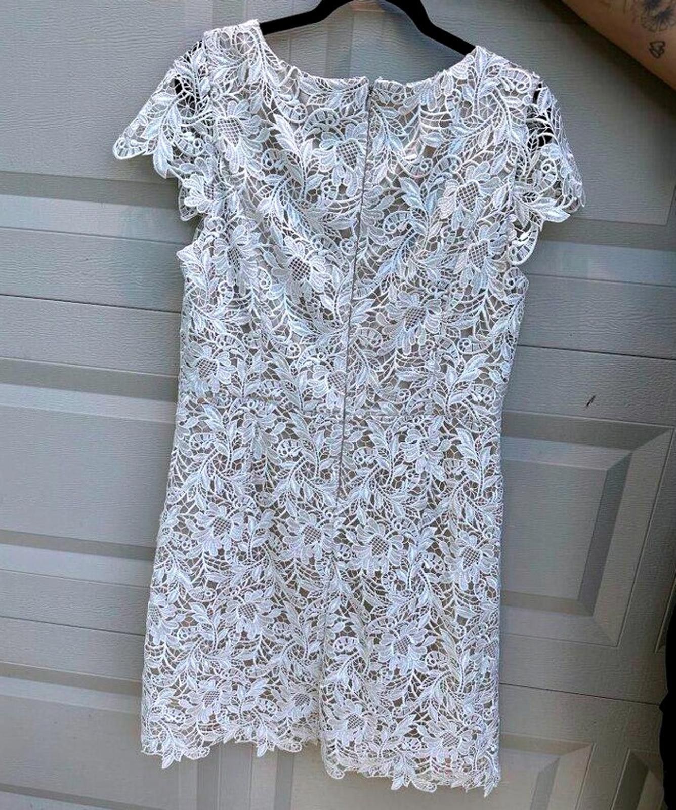 Designer White House Black Market Beige Lace Floral Dress Size 16 Size XXL / US 16-18 / IT 52-54 - 3 Thumbnail