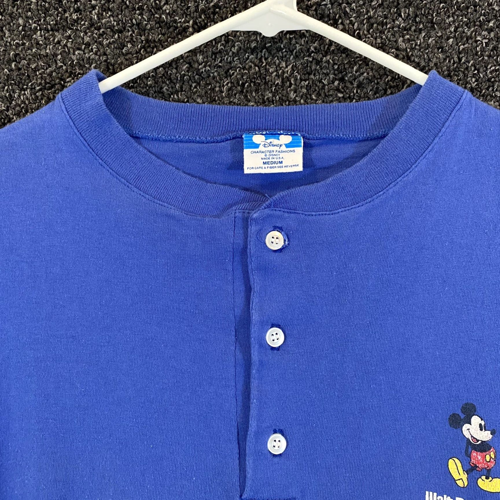 Disney VINTAGE Mickey Mouse Henley Shirt Mens M 90s Disney Blue Cotton Embroidered The Disney Store Shirts Size US M / EU 48-50 / 2 - 4 Thumbnail