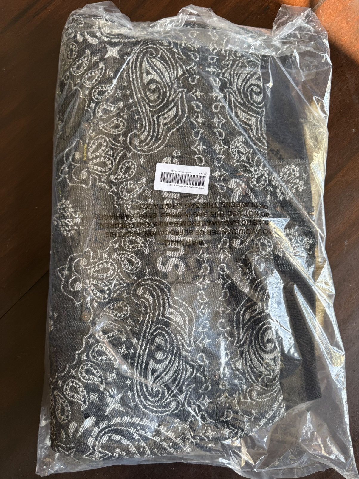 Supreme Bandana Jacquard Denim Hooded Work Jacket Black