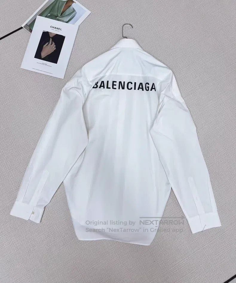 Balenciaga Balenciaga Back Logo Long Sleeve White Shirt Size XS / US 0-2 / IT 36-38 - 3 Thumbnail