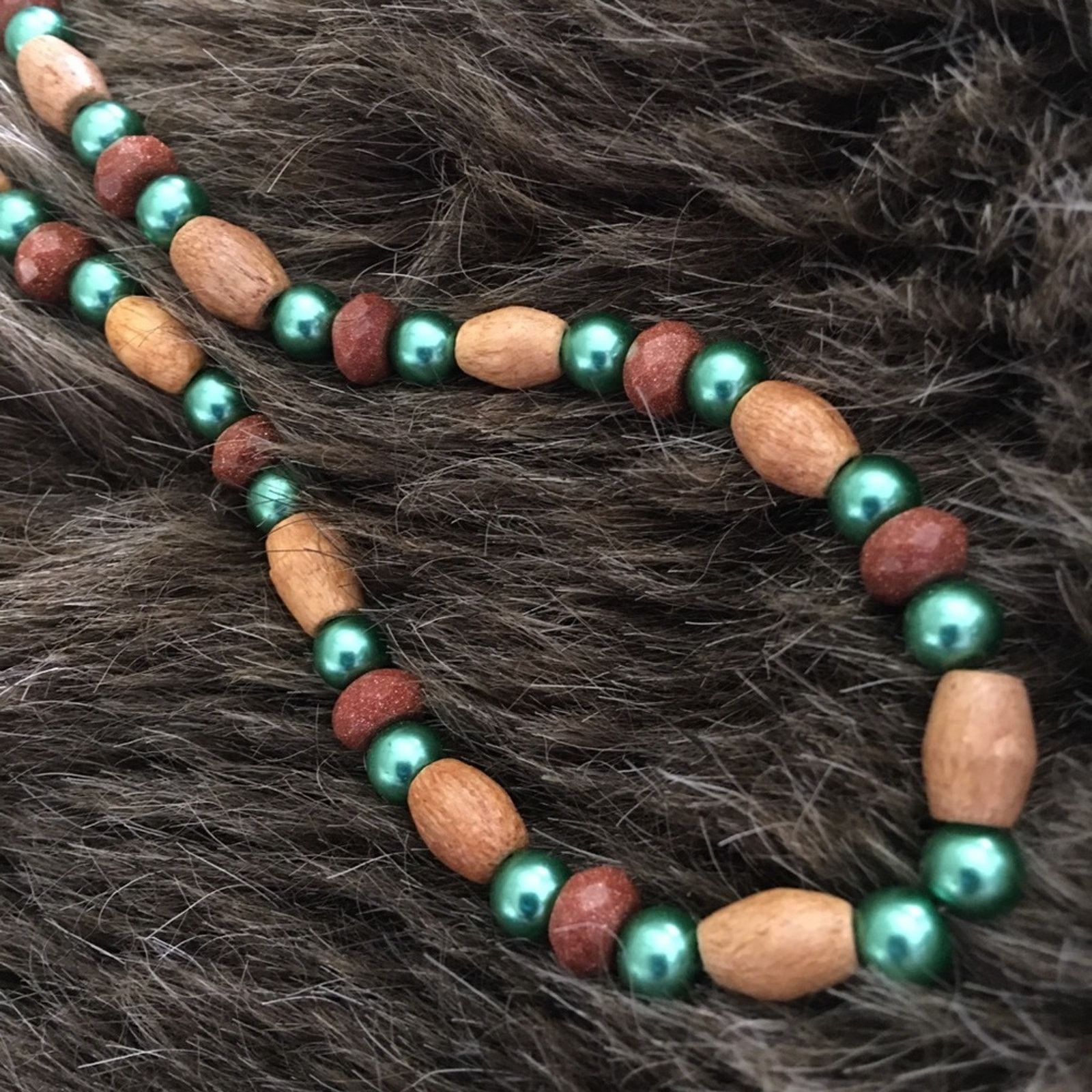 Jewelry Artisan wood and glass bead choker necklace Size ONE SIZE - 6 Thumbnail