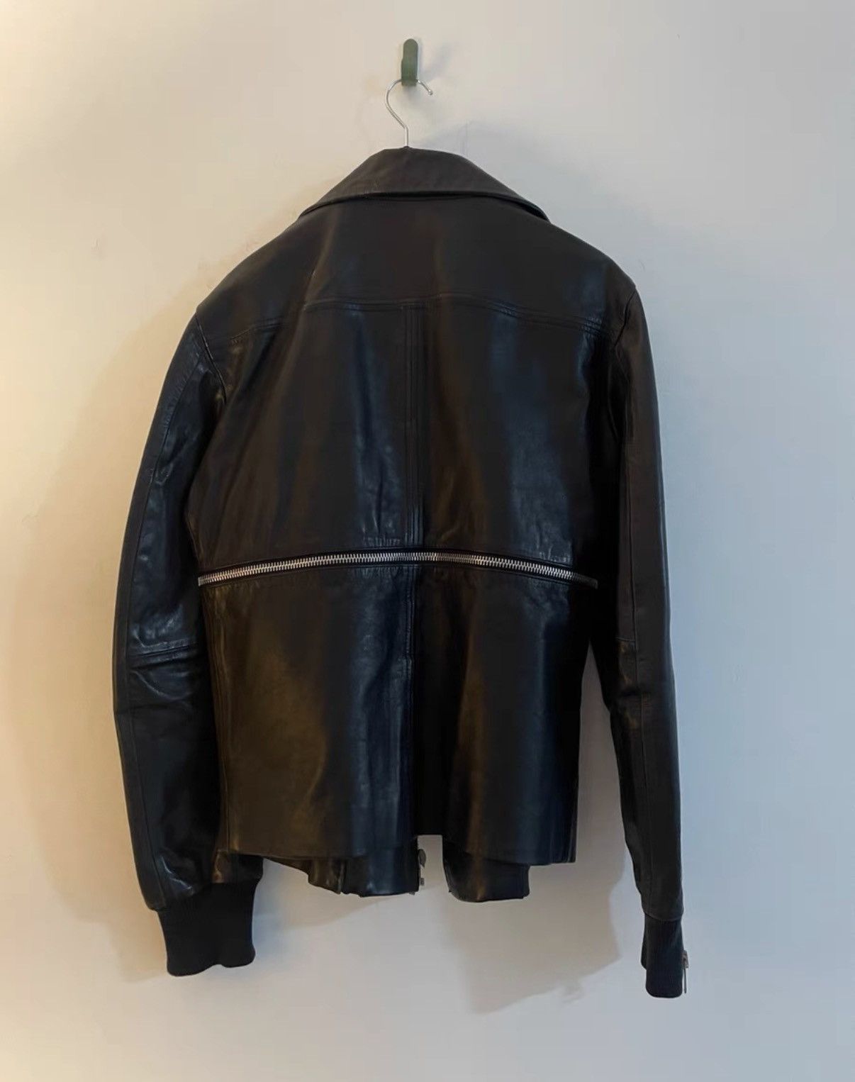 Diesel Black Gold Lambskin Zip-Up Distressed Leather Jacket