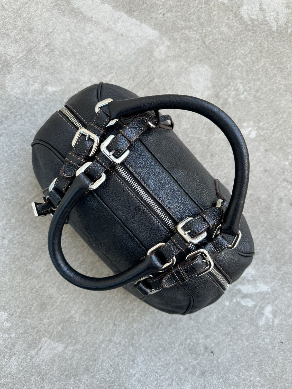 Prada Prada Vitello Daino Logo Bowler Black HandBag Unisex Luxury Size ONE SIZE - 10 Thumbnail