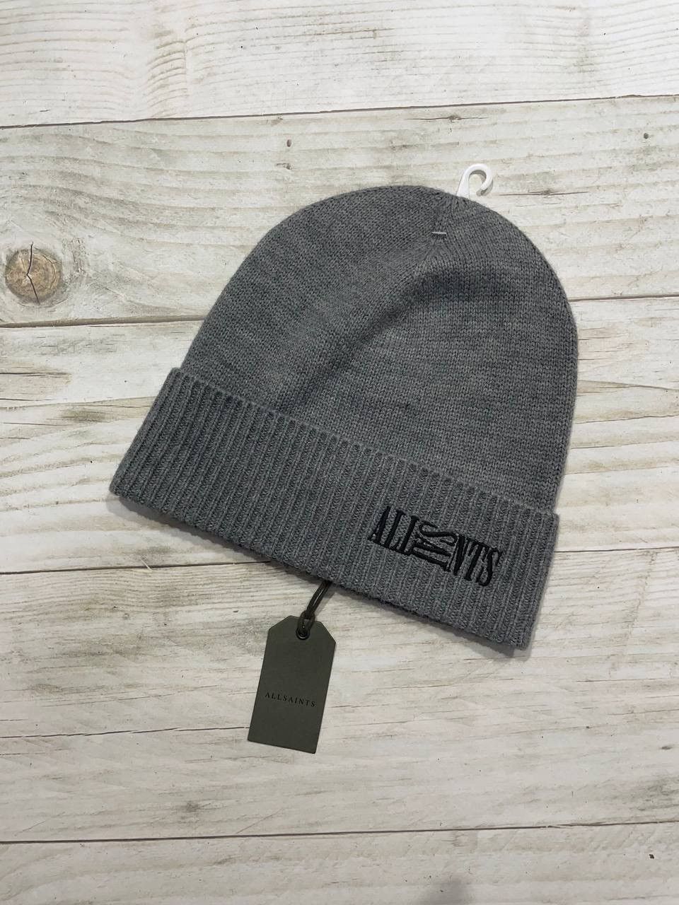 Allsaints New Allsaints Oppose Logo Beanie Wool Grey Marl Men Size ONE SIZE - 1 Thumbnail