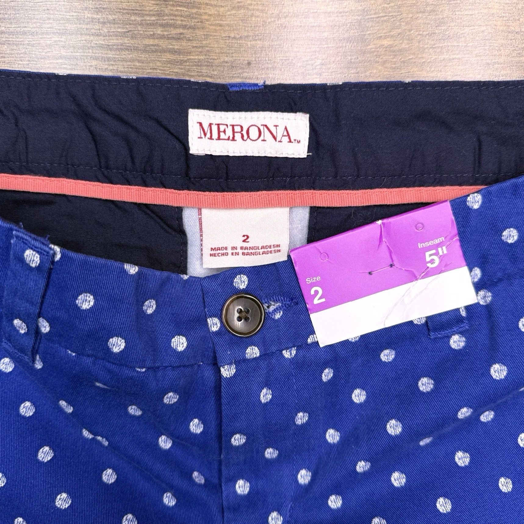 Merona Merona Polka Dot Shorts Womens 2 Blue Mid Rise New Size 26" / US 2 / IT 38 - 3 Thumbnail