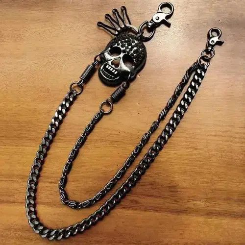 Jewelry x Skulls Skull Ghost Head Metal Chain Pants in Silver, Men's