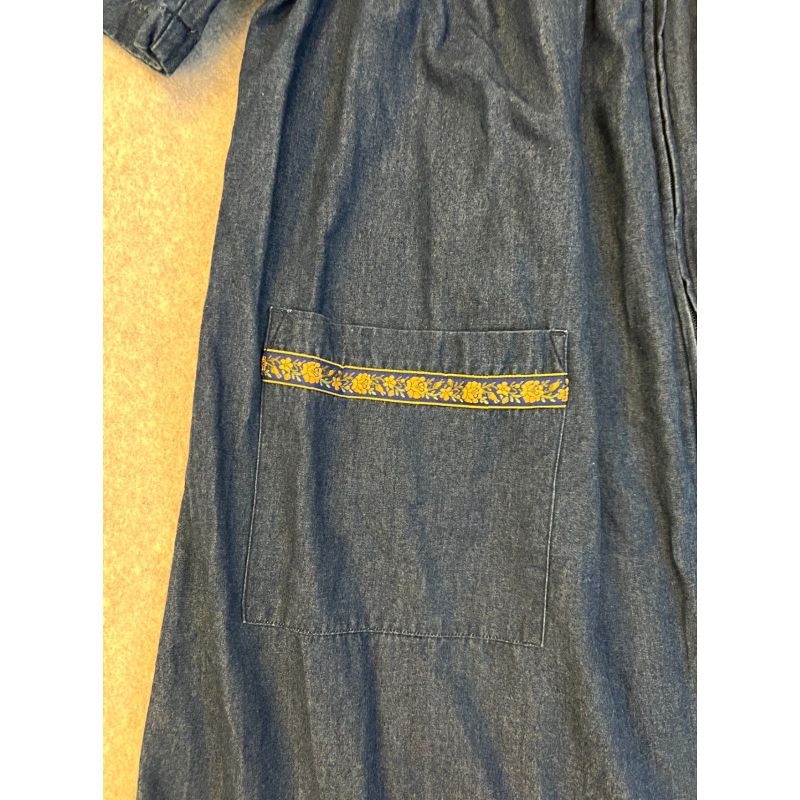 Denime Go Softly Patio Denim Dress Women's Small Embroidered Floral Zip Cottagecore Dress Size S / US 4 / IT 40 - 3 Thumbnail