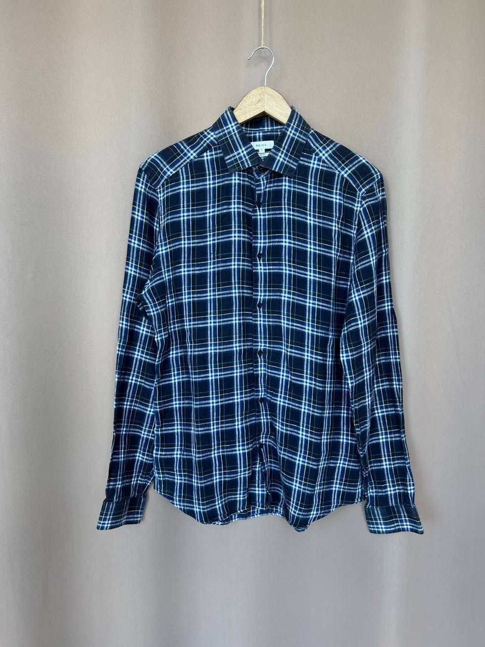 Reiss Reiss Checked Linen Button Down Shirt Mens Size M/L Slim Fit Size US L / EU 52-54 / 3 - 1 Thumbnail
