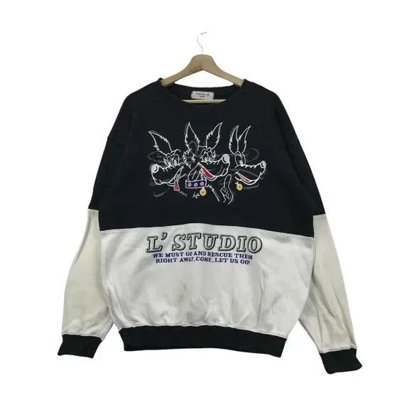 Vintage Vtg L’STUDIO By SHO JAPAN Fox Cartoon Embroidery Sweatshirt Size L / US 10 / IT 46 - 1 Thumbnail