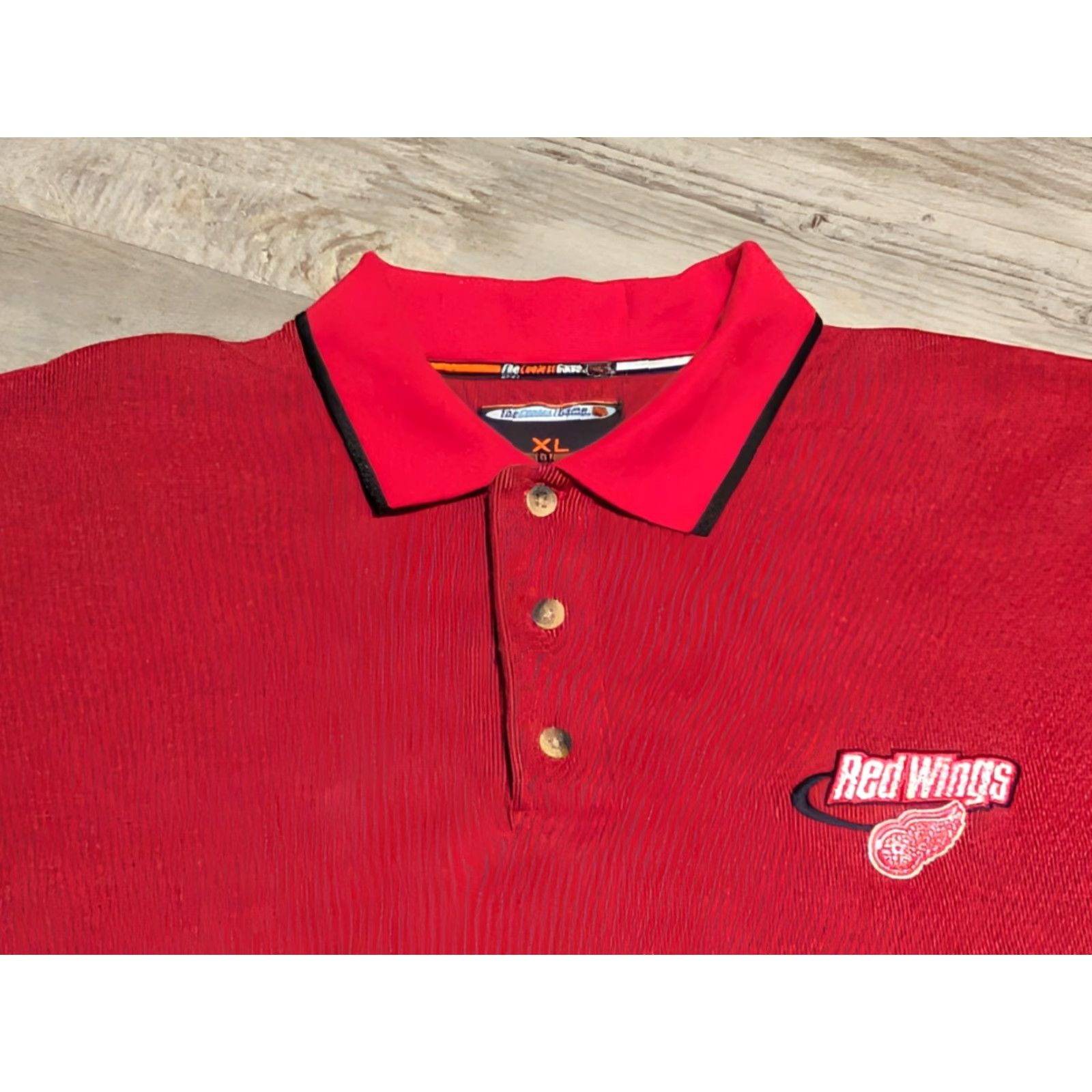 Vintage VINTAGE The Coolest Game NHL Polo Shirt Red Detroit Red Wings Mens XL Striped 90s Hockey Size US XL / EU 56 / 4 - 4 Thumbnail