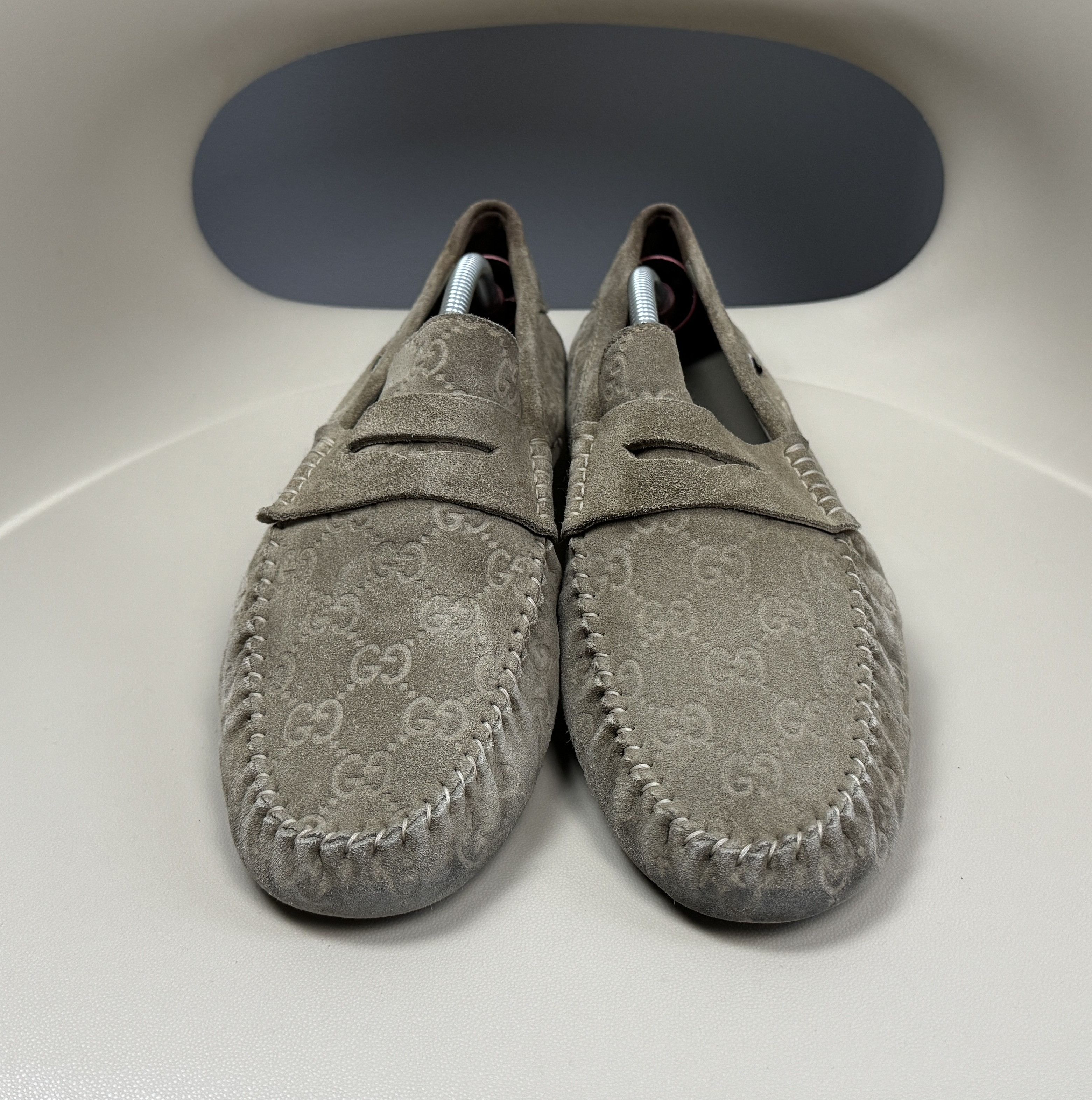 Gucci Gucci Suede GG Monogram Loafers Flats Olive Gray Size 8 Size US 9 / EU 42 - 6 Thumbnail
