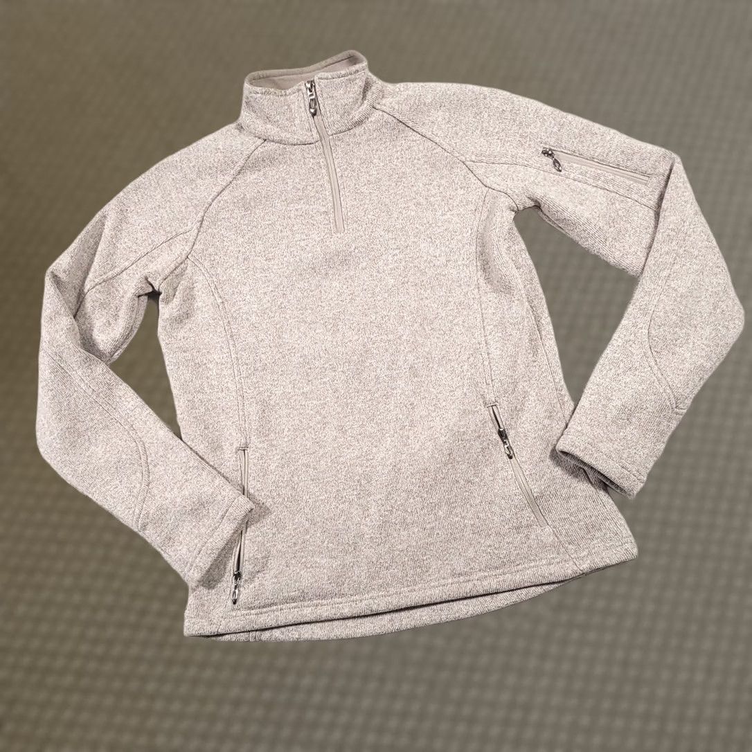 Vintage Polar King Jacket Women's M Beige Full Zip Mock Neck Knit Outdoors Pockets Size M / US 6-8 / IT 42-44 - 1 Thumbnail