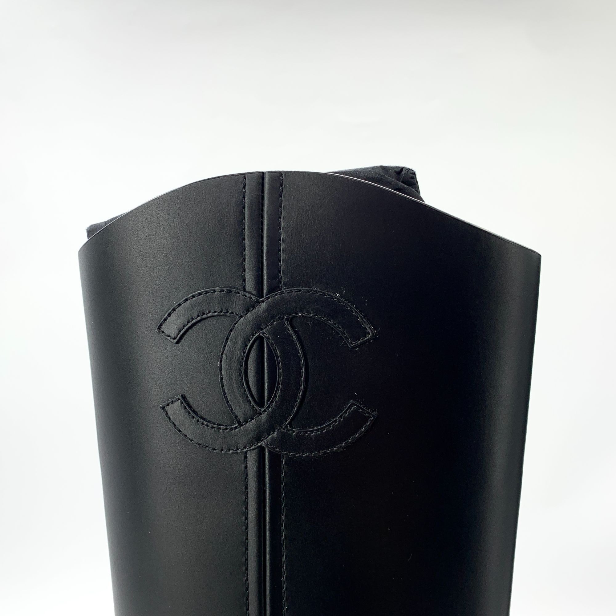 Chanel Chanel Black Logo Leather Riding Boots (Size 38) Size US 8 / IT 38 - 6 Thumbnail