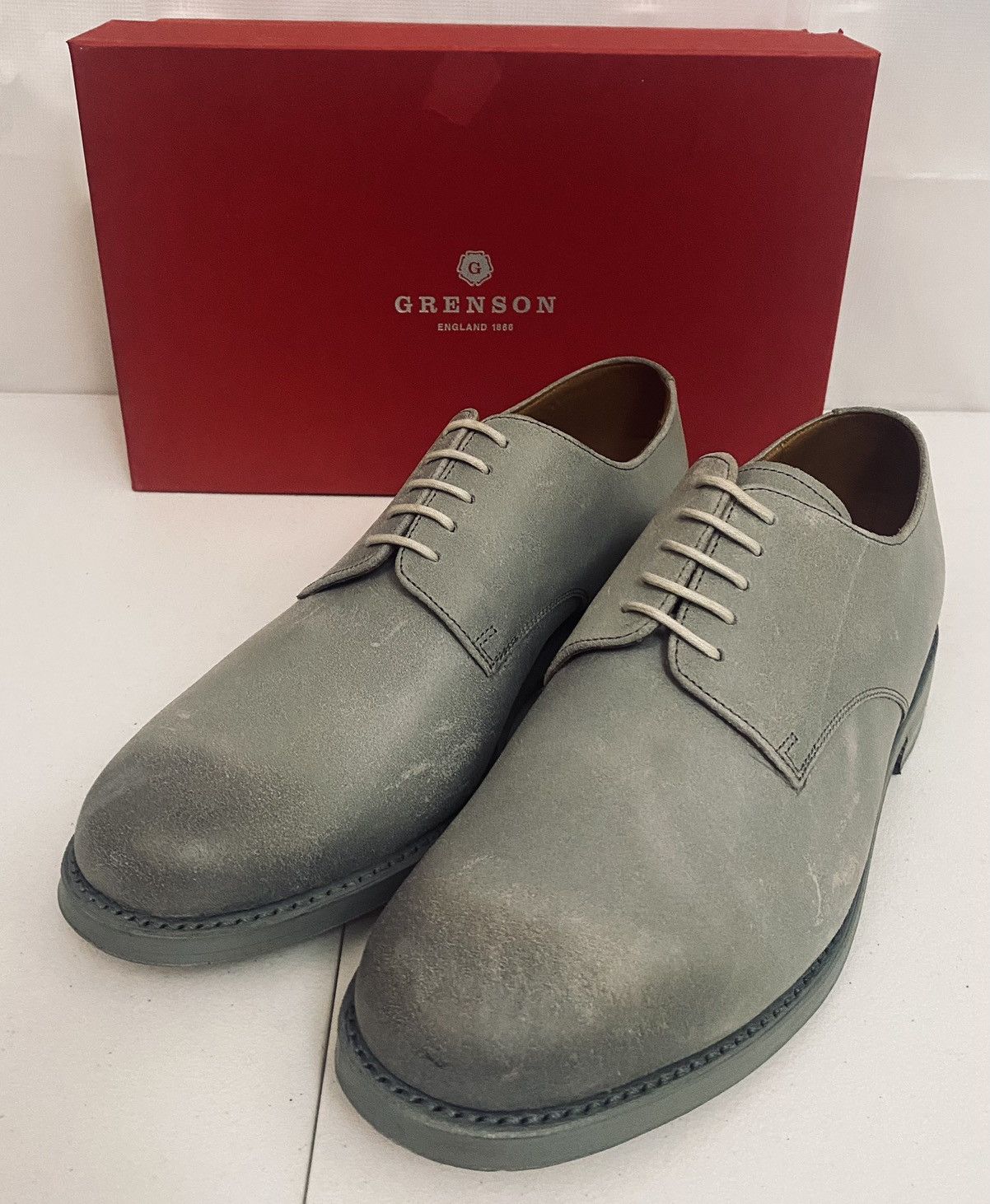 Grenson Grenson Grey Leather Burnished Toe Finnegan Derby 11 NIB Size US 11 / EU 44 - 1 Thumbnail
