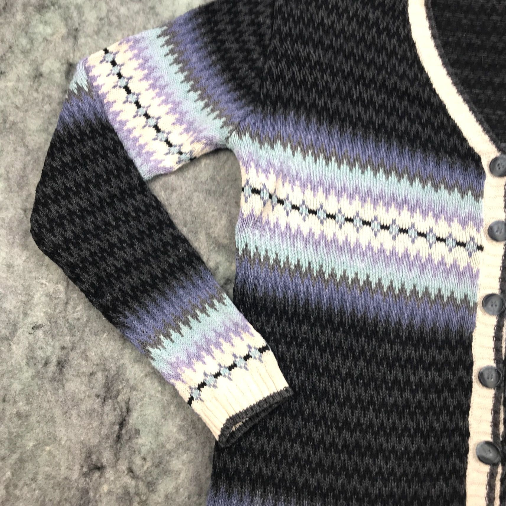 Vintage VINTAGE MK Sweaters Cardigan Womens Small Gray Geometric Knit V-Neck Cotton Ramie Button Down Size S / US 4 / IT 40 - 3 Thumbnail