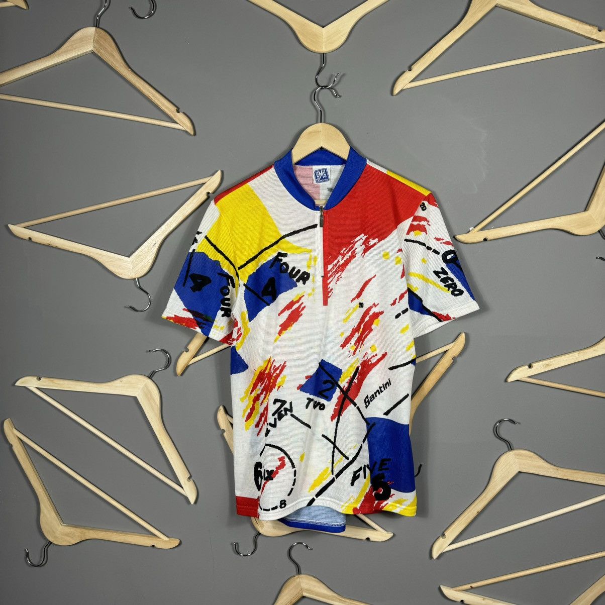 Vintage Vintage 90s SMS Santini Cycling Jersey Size US XL / EU 56 / 4 - 1 Thumbnail