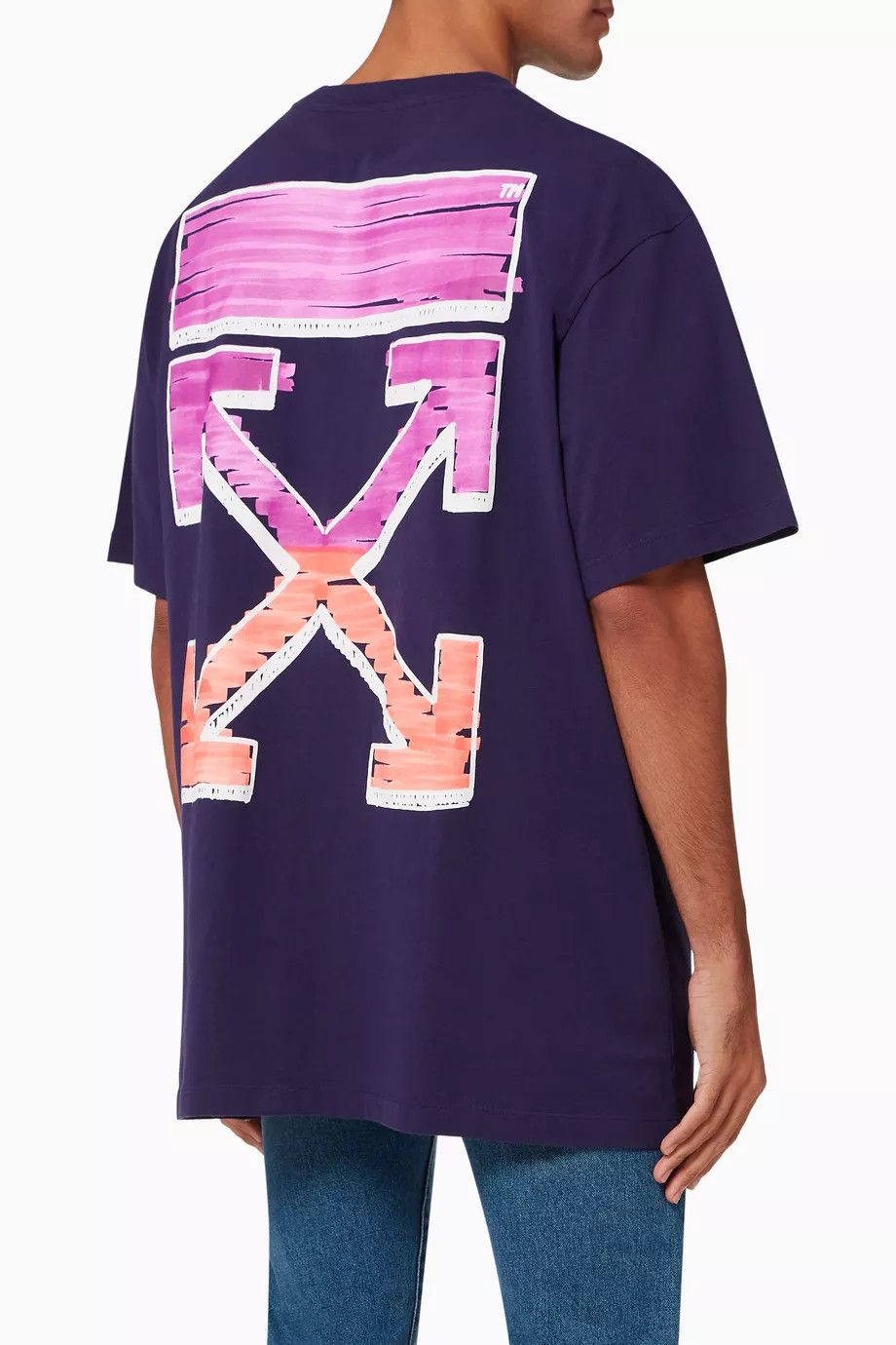 Off-White Blue Marker Arrows Logo Oversized T-Shirt Size US XXS / EU 40 - 2 Thumbnail